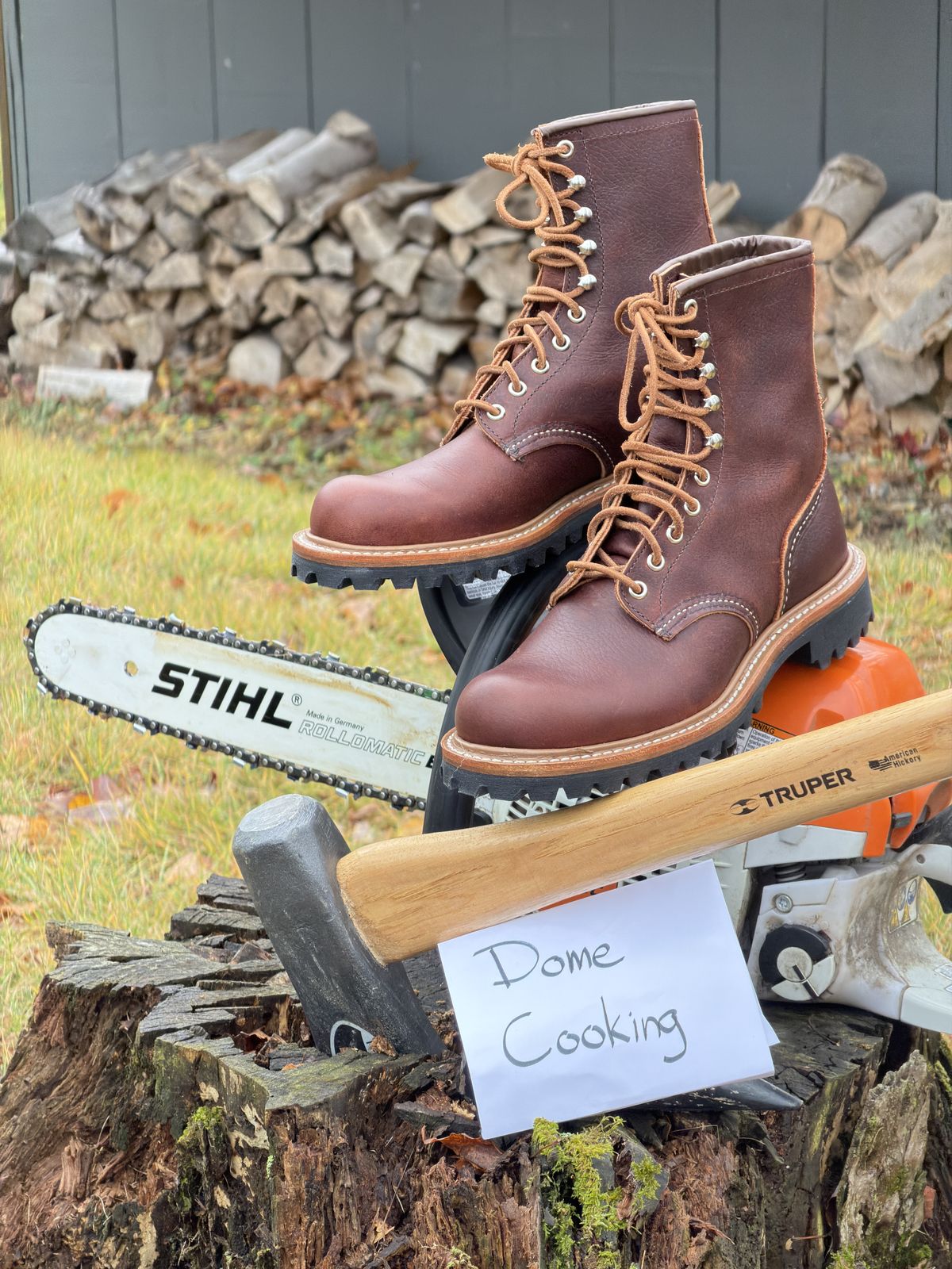 Photo by Aberhood on November 1, 2025 of the Red Wing Logger in S.B. Foot Briar Oil Slick.