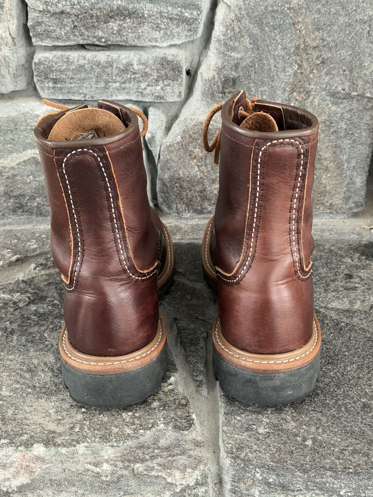 Photo by Aberhood on December 2, 2025 of the Red Wing Logger in S.B. Foot Briar Oil Slick.