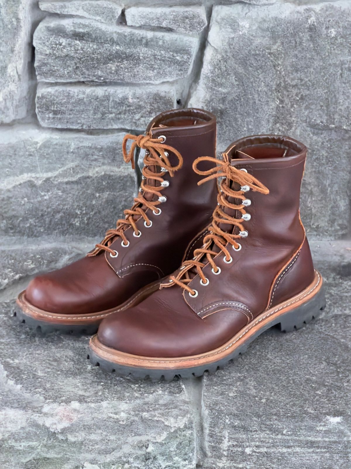 Photo by Aberhood on December 2, 2025 of the Red Wing Logger in S.B. Foot Briar Oil Slick.