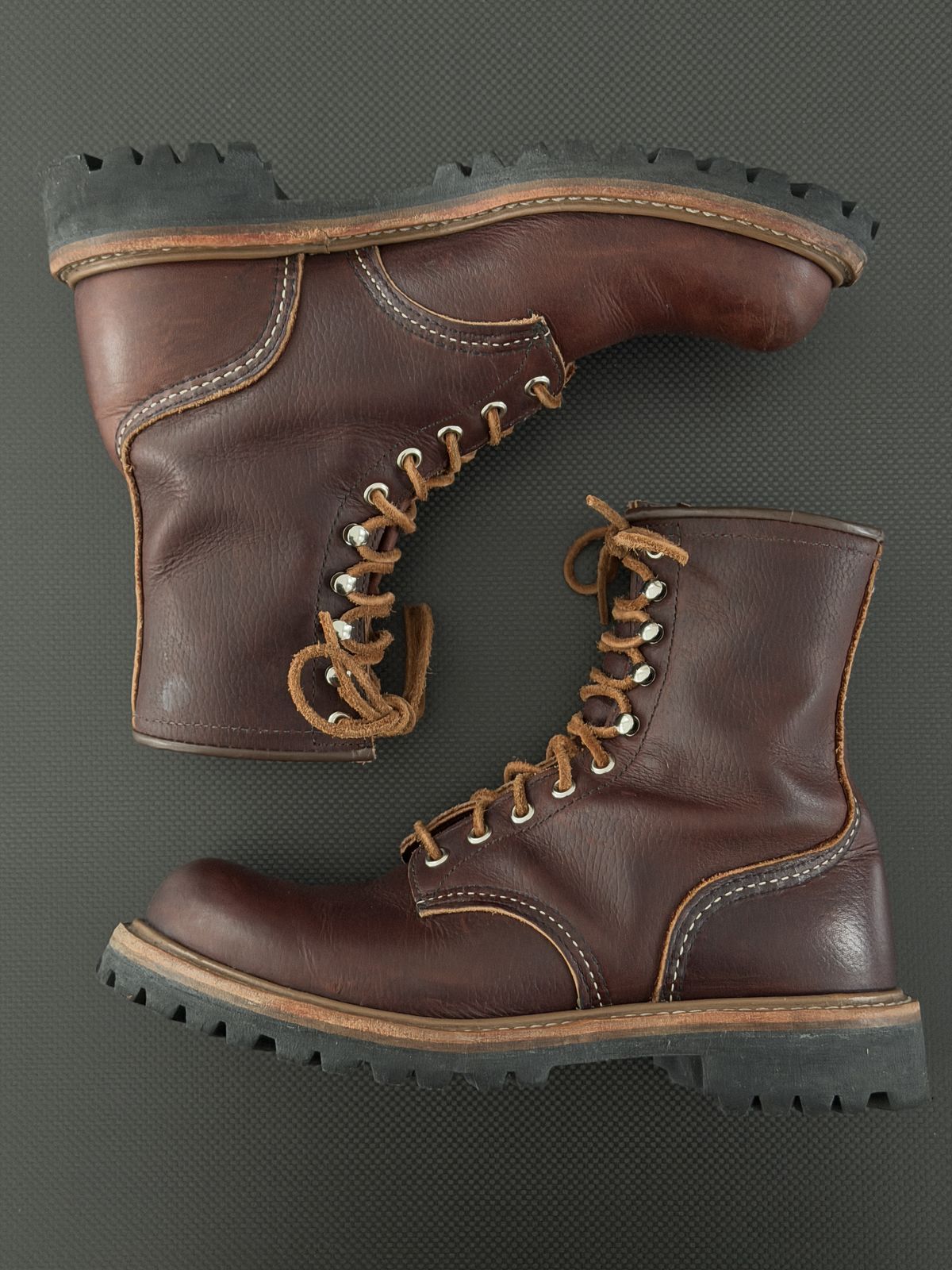 Photo by Aberhood on December 2, 2025 of the Red Wing Logger in S.B. Foot Briar Oil Slick.