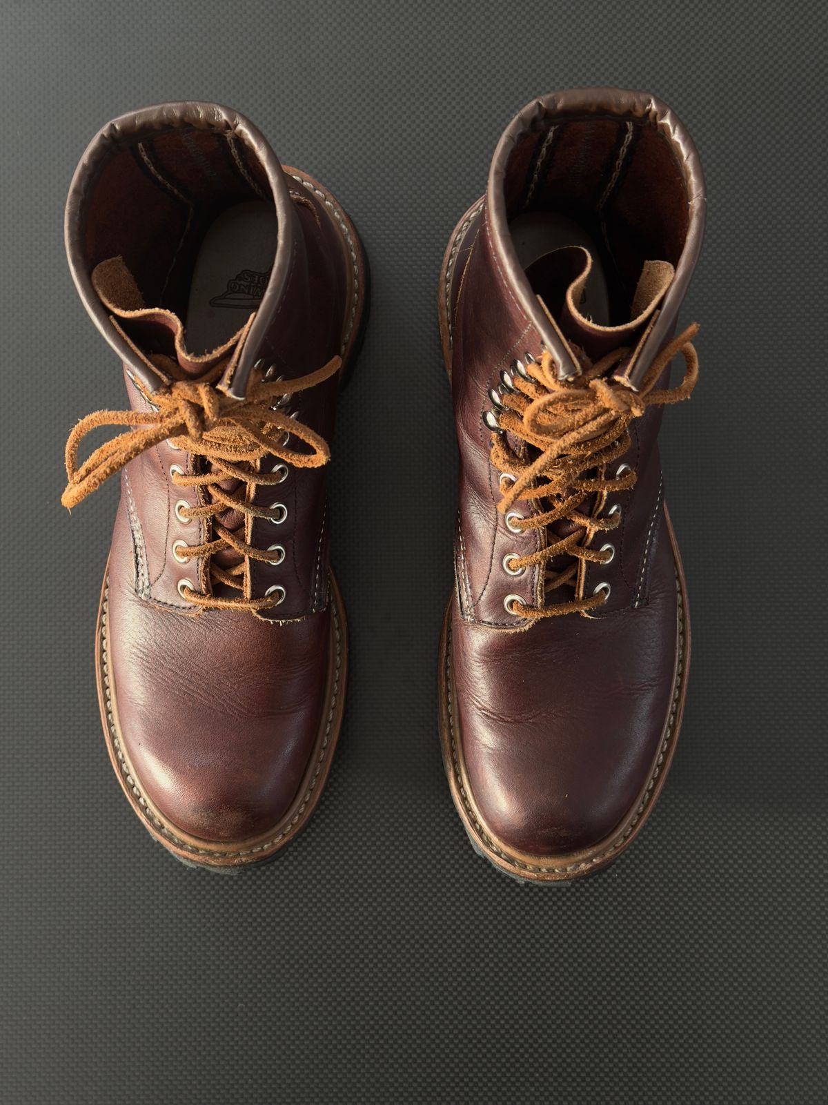 Photo by Aberhood on December 27, 2025 of the Red Wing Logger in S.B. Foot Briar Oil Slick.