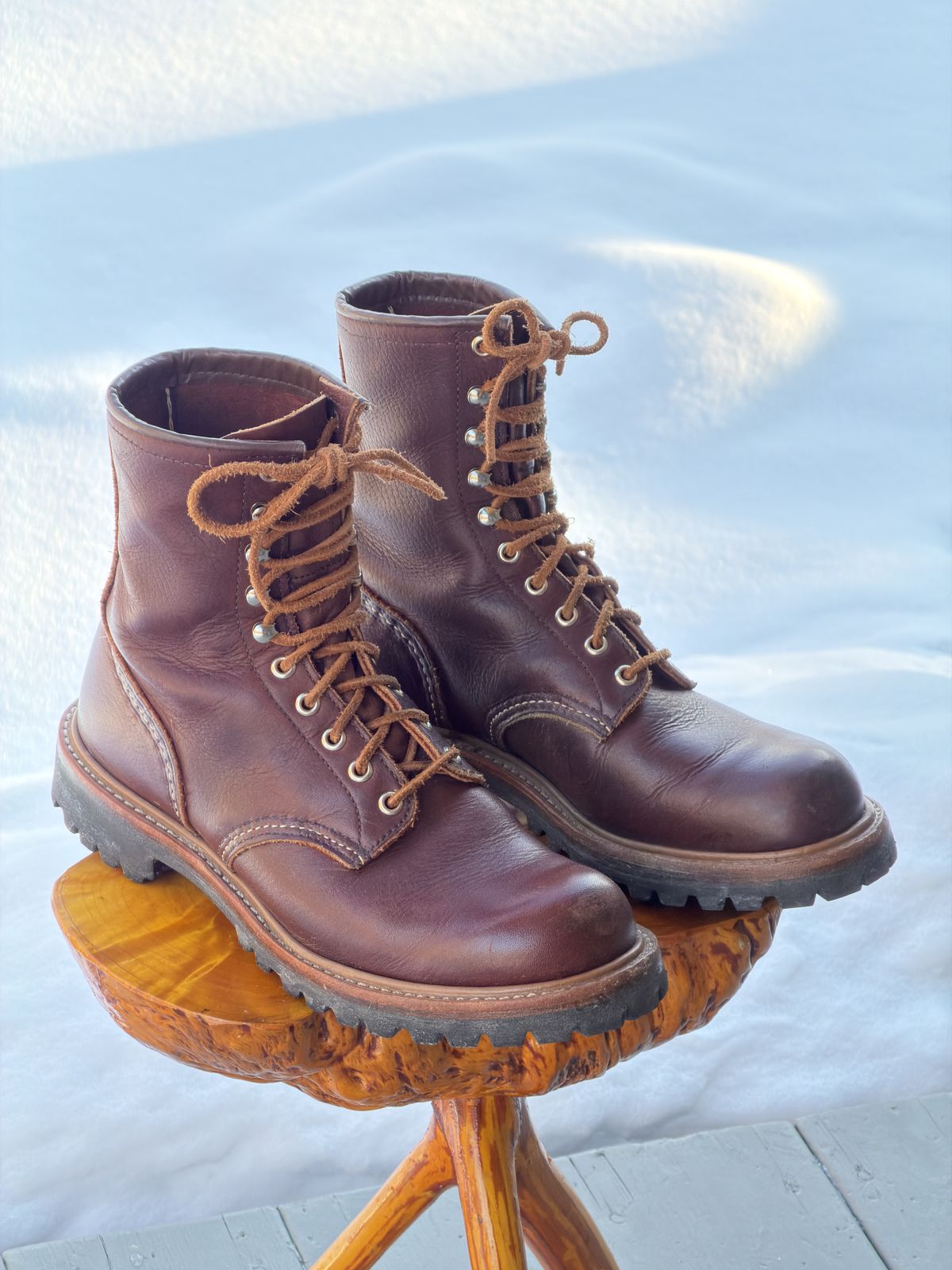 Photo by Aberhood on February 1, 2026 of the Red Wing Logger in S.B. Foot Briar Oil Slick.