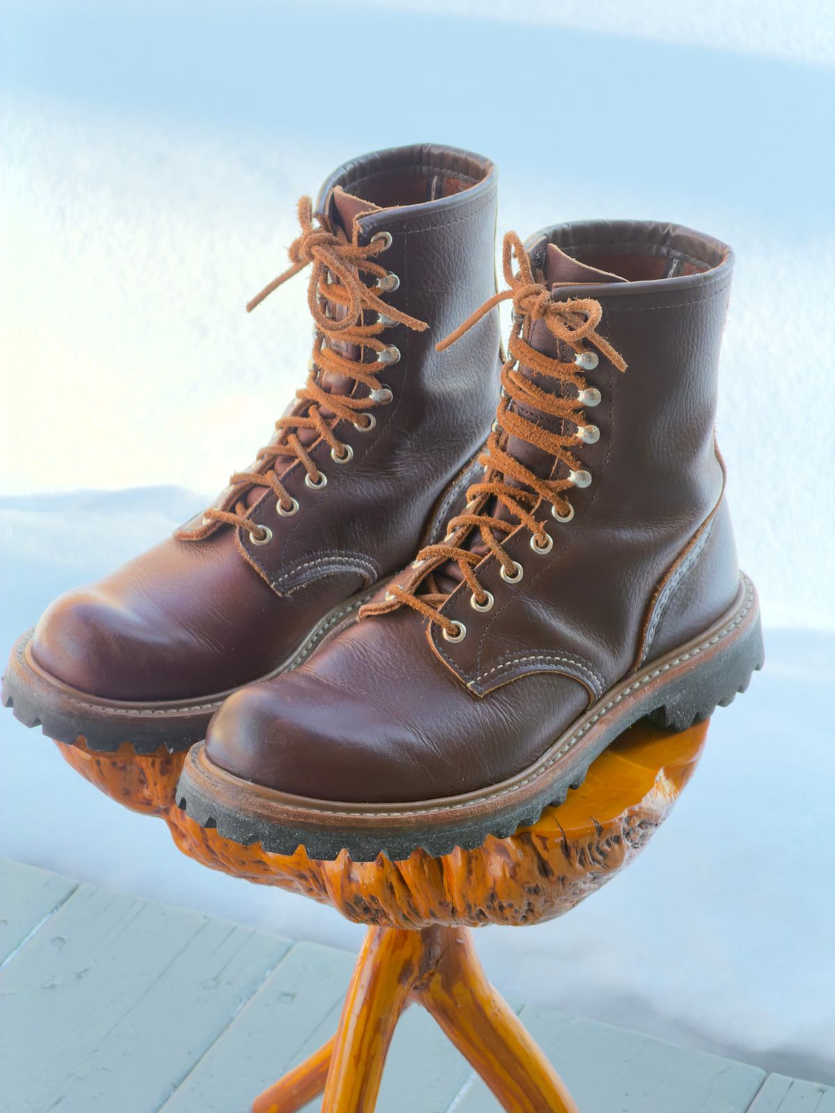 Photo by Aberhood on February 1, 2026 of the Red Wing Logger in S.B. Foot Briar Oil Slick.