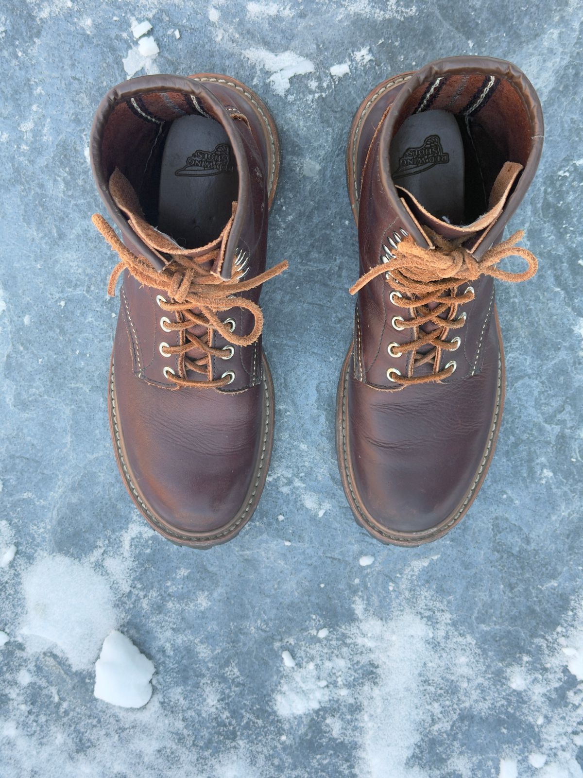 Photo by Aberhood on February 1, 2026 of the Red Wing Logger in S.B. Foot Briar Oil Slick.