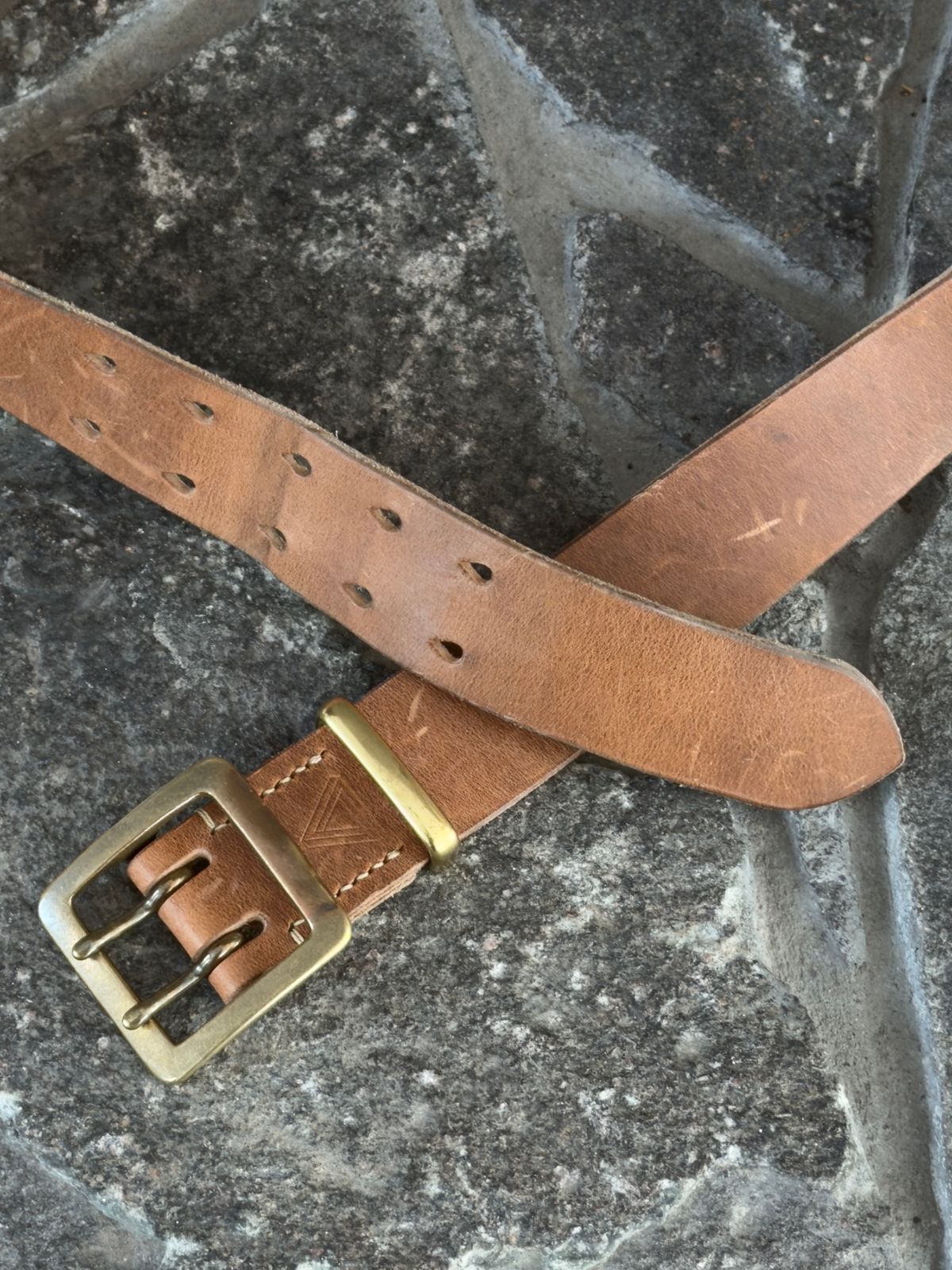 Photo by Aberhood on December 27, 2025 of the Hollows Leather Rail Belt in Dark Sand Cypress.