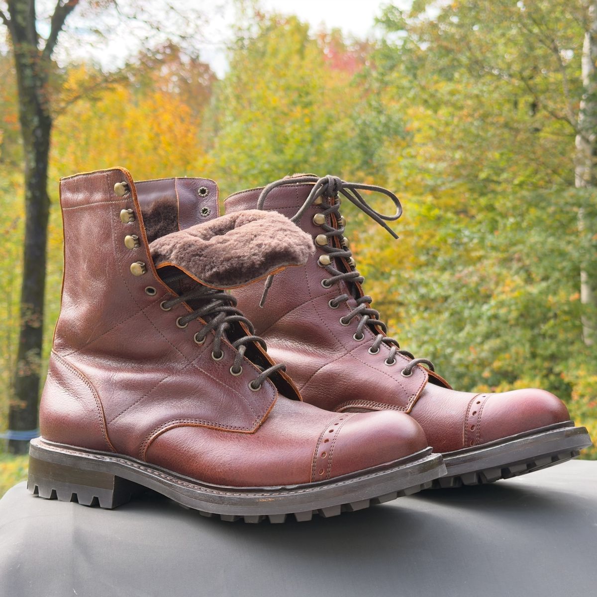 Photo by Aberhood on September 27, 2025 of the Cheaney Tiger Moth II Mid Calf Derby Boot in Whiskey Kudu.