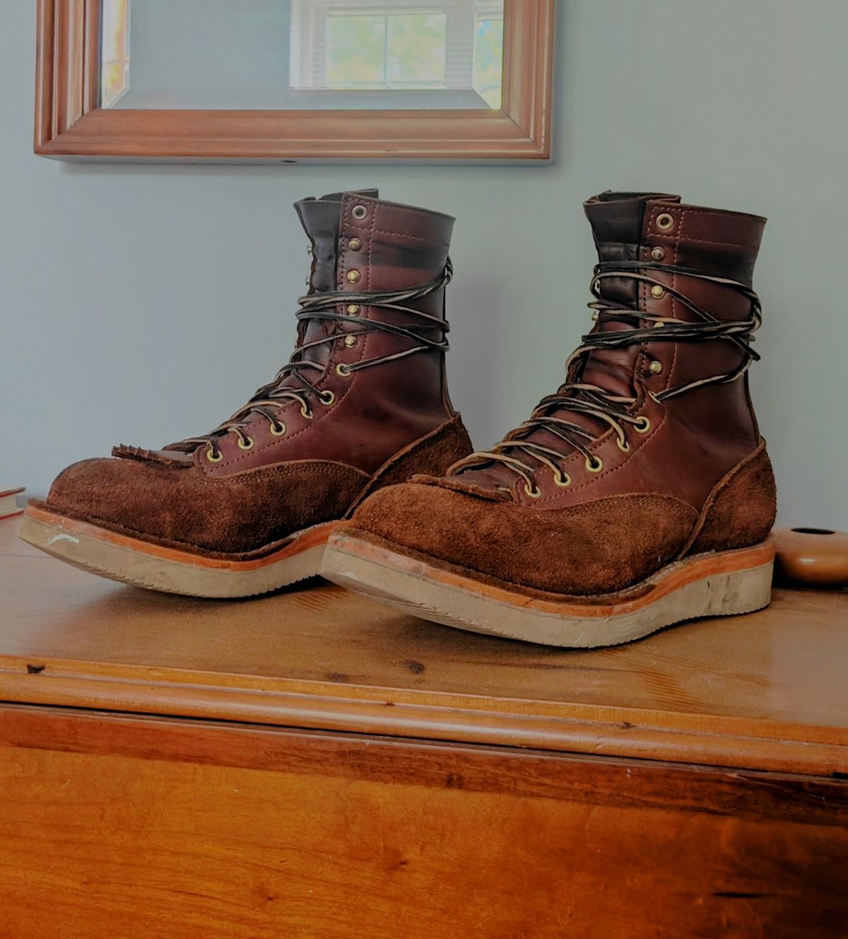 Photo by Ginde0666 on July 31, 2025 of the Frank's Boots Rainier in Seidel Chocolate Oil Tan & Seidel Chocolate Oil Tan Roughout.