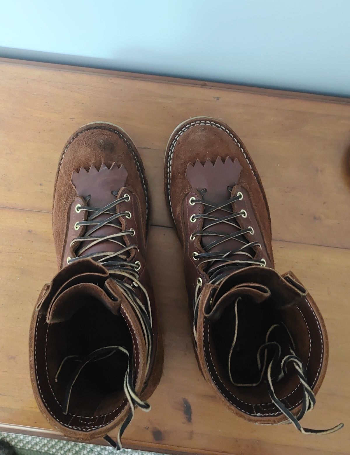 Photo by Ginde0666 on July 31, 2025 of the Frank's Boots Rainier in Seidel Chocolate Oil Tan & Seidel Chocolate Oil Tan Roughout.