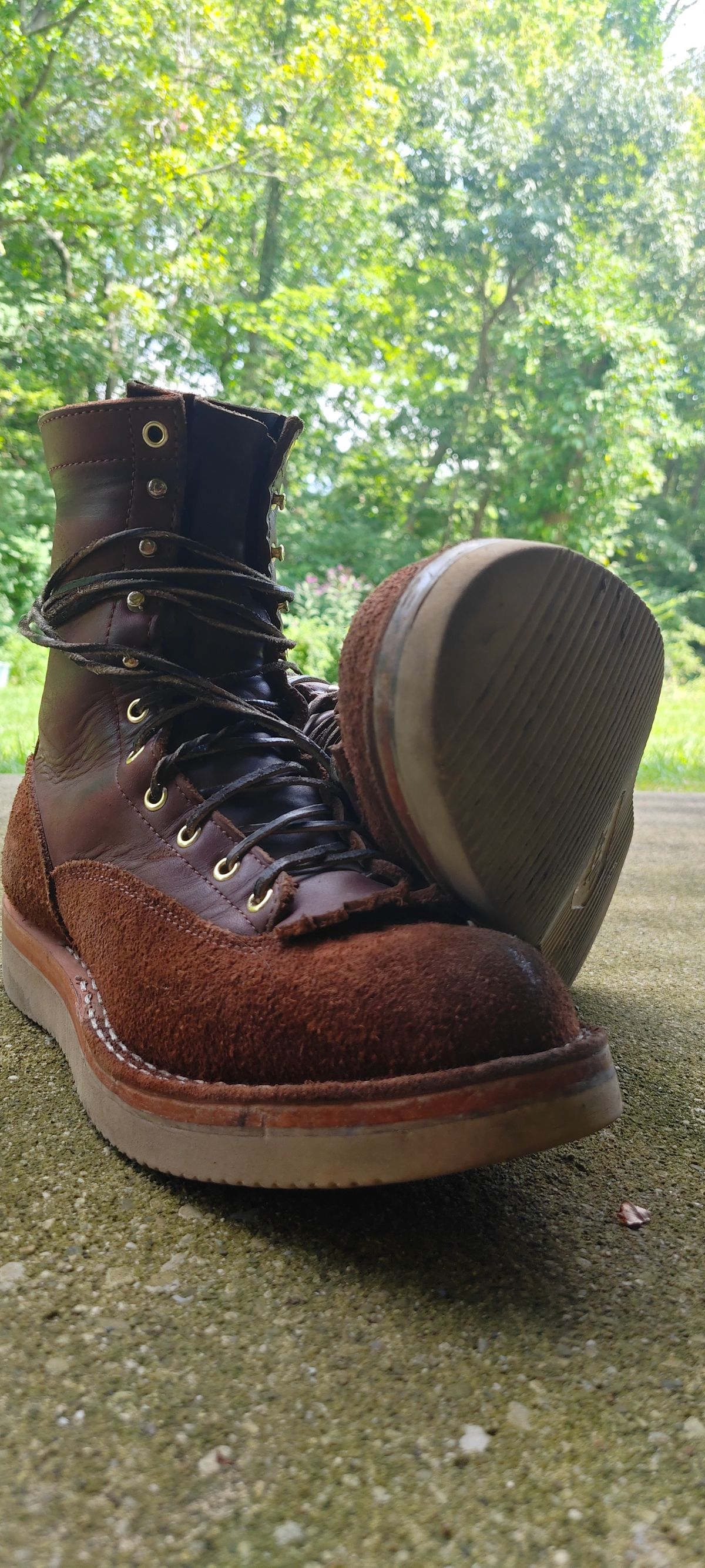 Photo by Ginde0666 on August 15, 2025 of the Frank's Boots Rainier in Seidel Chocolate Oil Tan & Seidel Chocolate Oil Tan Roughout.