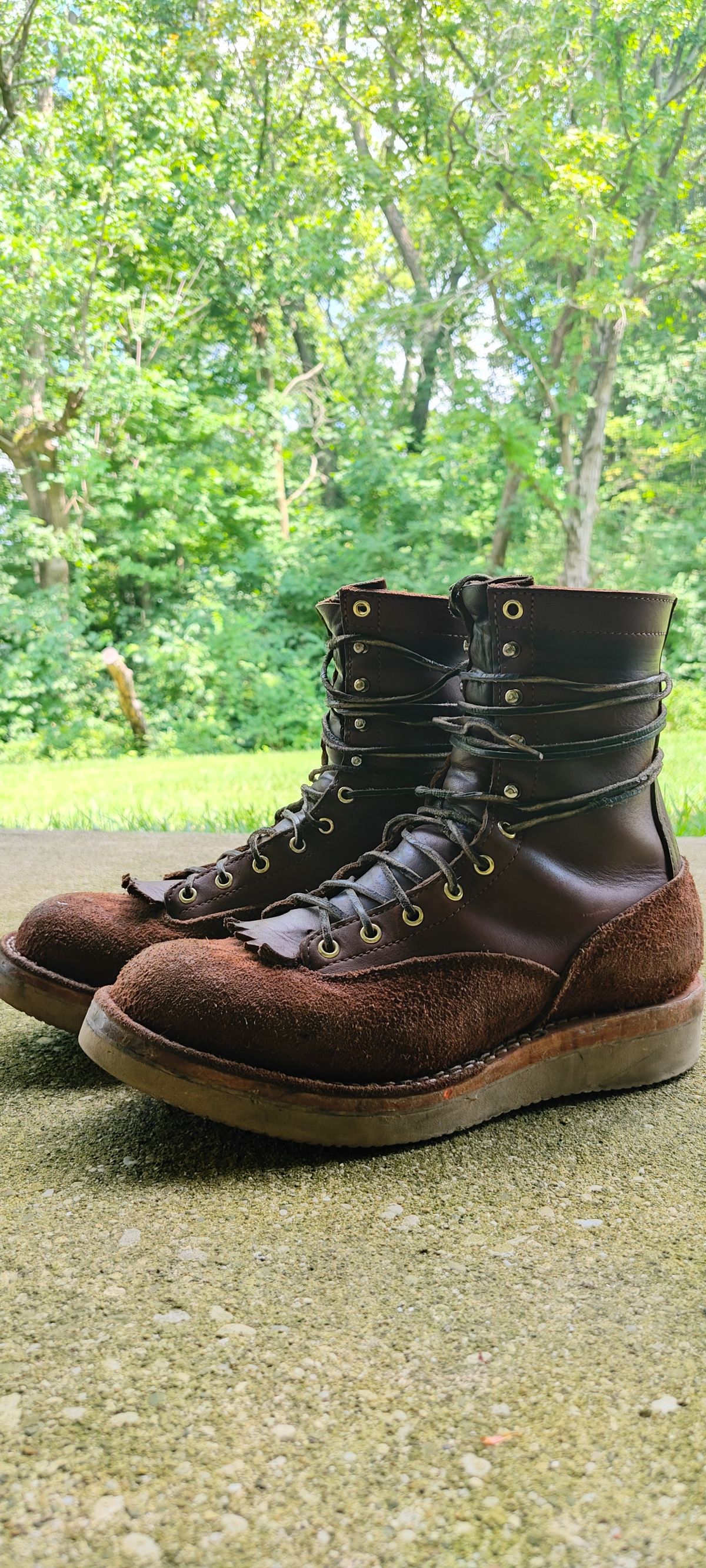 Photo by Ginde0666 on August 15, 2025 of the Frank's Boots Rainier in Seidel Chocolate Oil Tan & Seidel Chocolate Oil Tan Roughout.