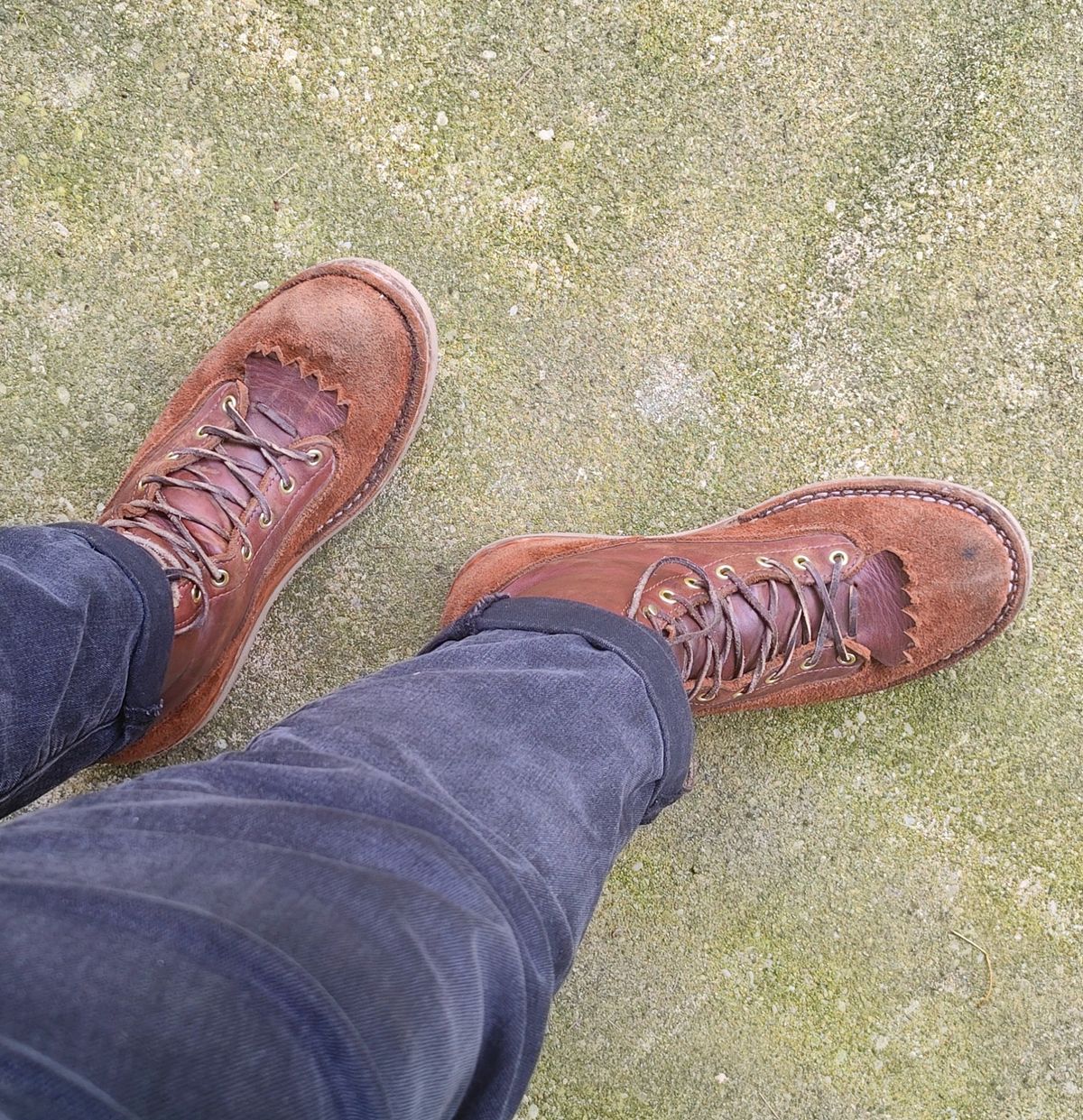 Photo by Ginde0666 on October 27, 2025 of the Frank's Boots Rainier in Seidel Chocolate Oil Tan & Seidel Chocolate Oil Tan Roughout.