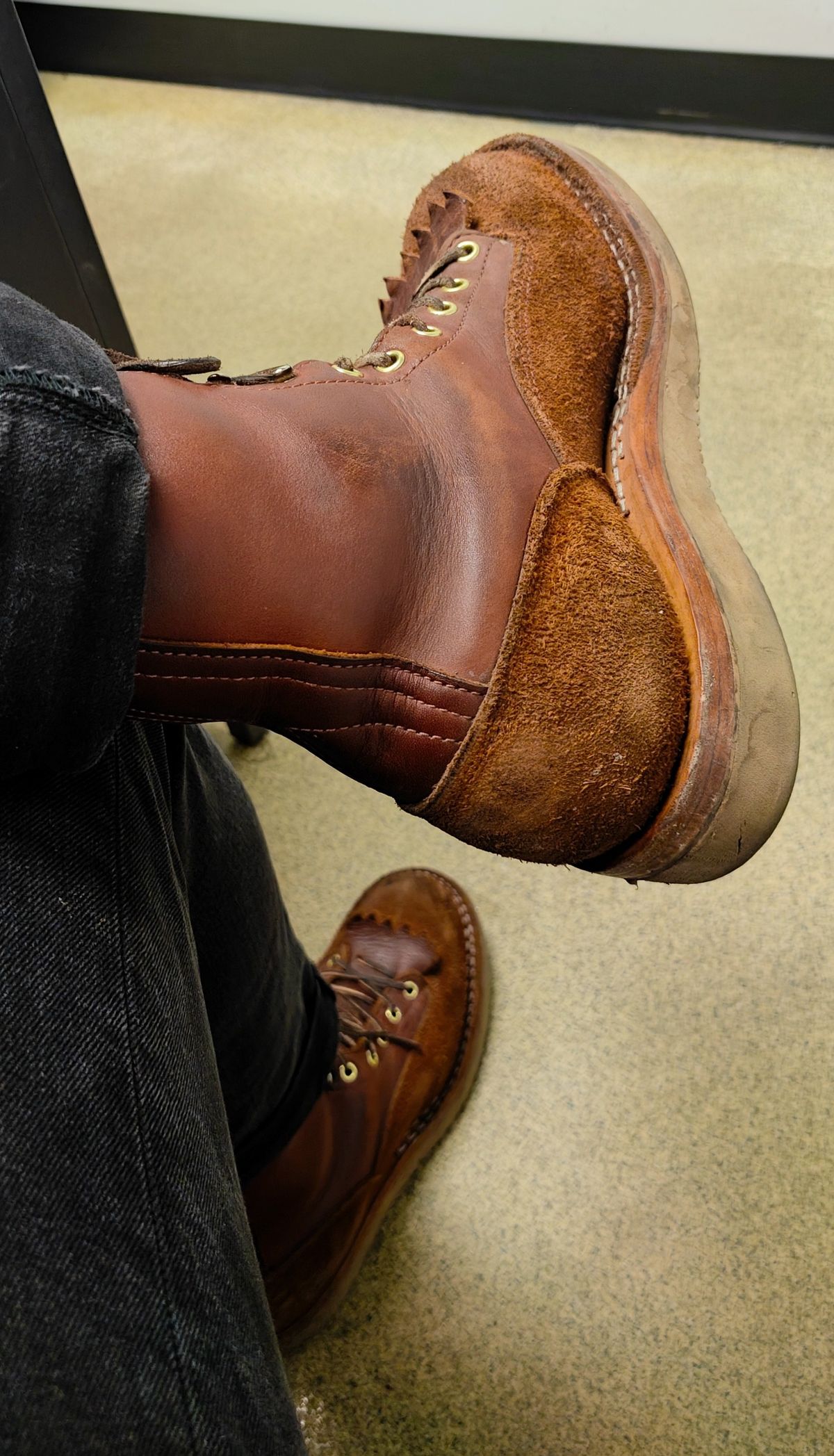 Photo by Ginde0666 on November 8, 2025 of the Frank's Boots Rainier in Seidel Chocolate Oil Tan & Seidel Chocolate Oil Tan Roughout.