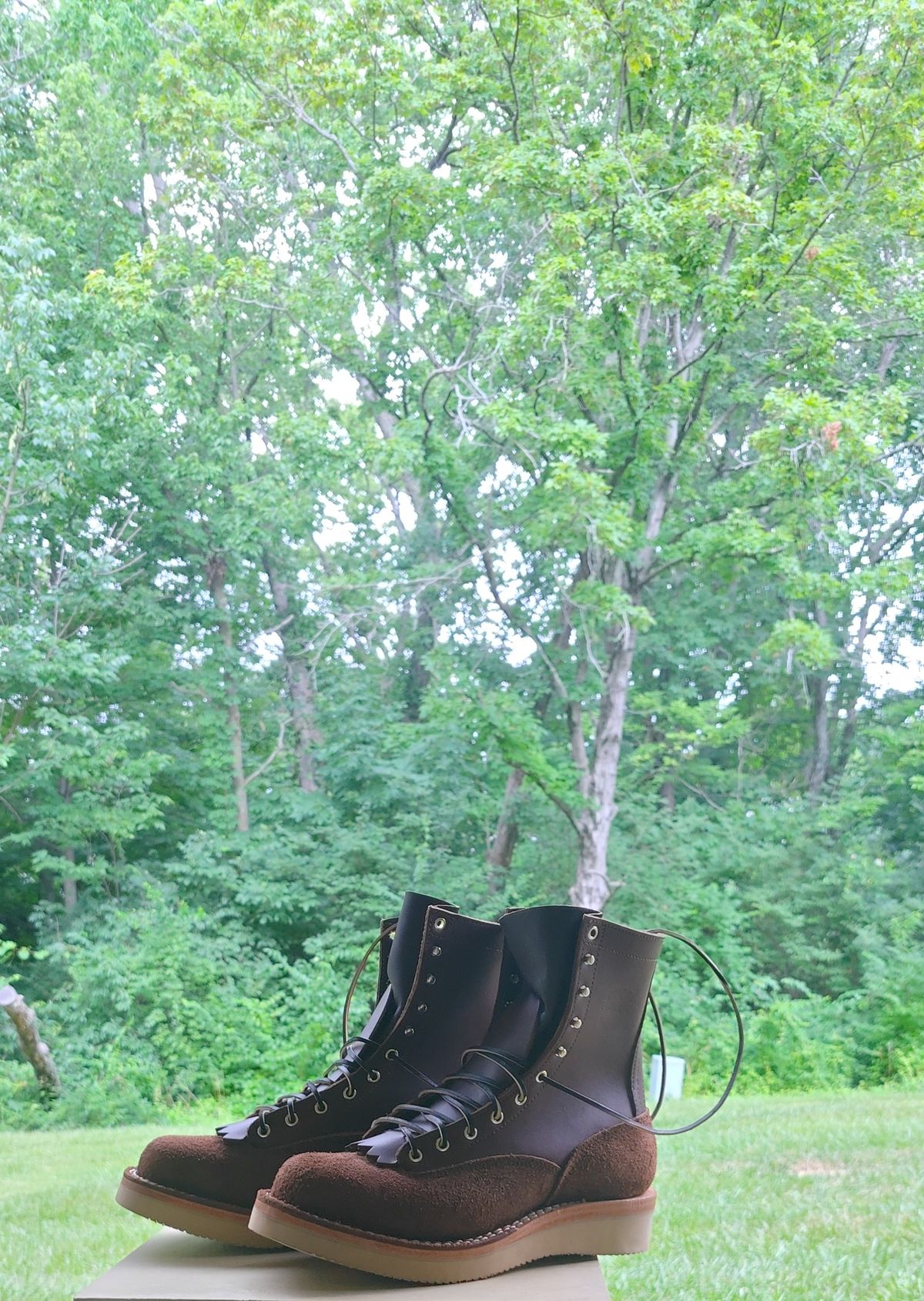 Photo by Ginde0666 on July 19, 2025 of the Frank's Boots Rainier in Seidel Chocolate Oil Tan & Seidel Chocolate Oil Tan Roughout.
