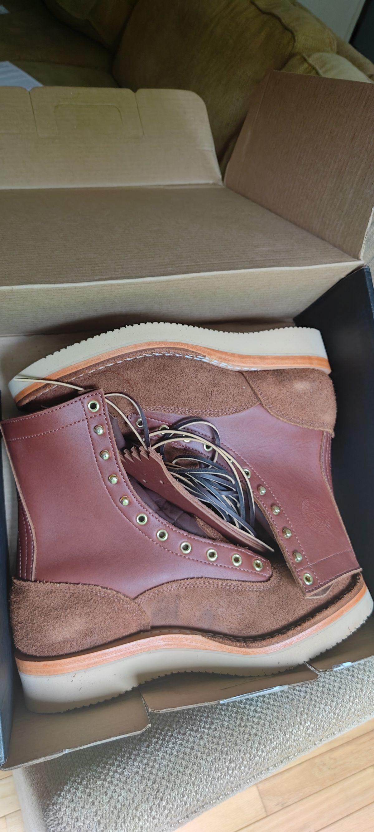 Photo by Ginde0666 on July 19, 2025 of the Frank's Boots Rainier in Seidel Chocolate Oil Tan & Seidel Chocolate Oil Tan Roughout.