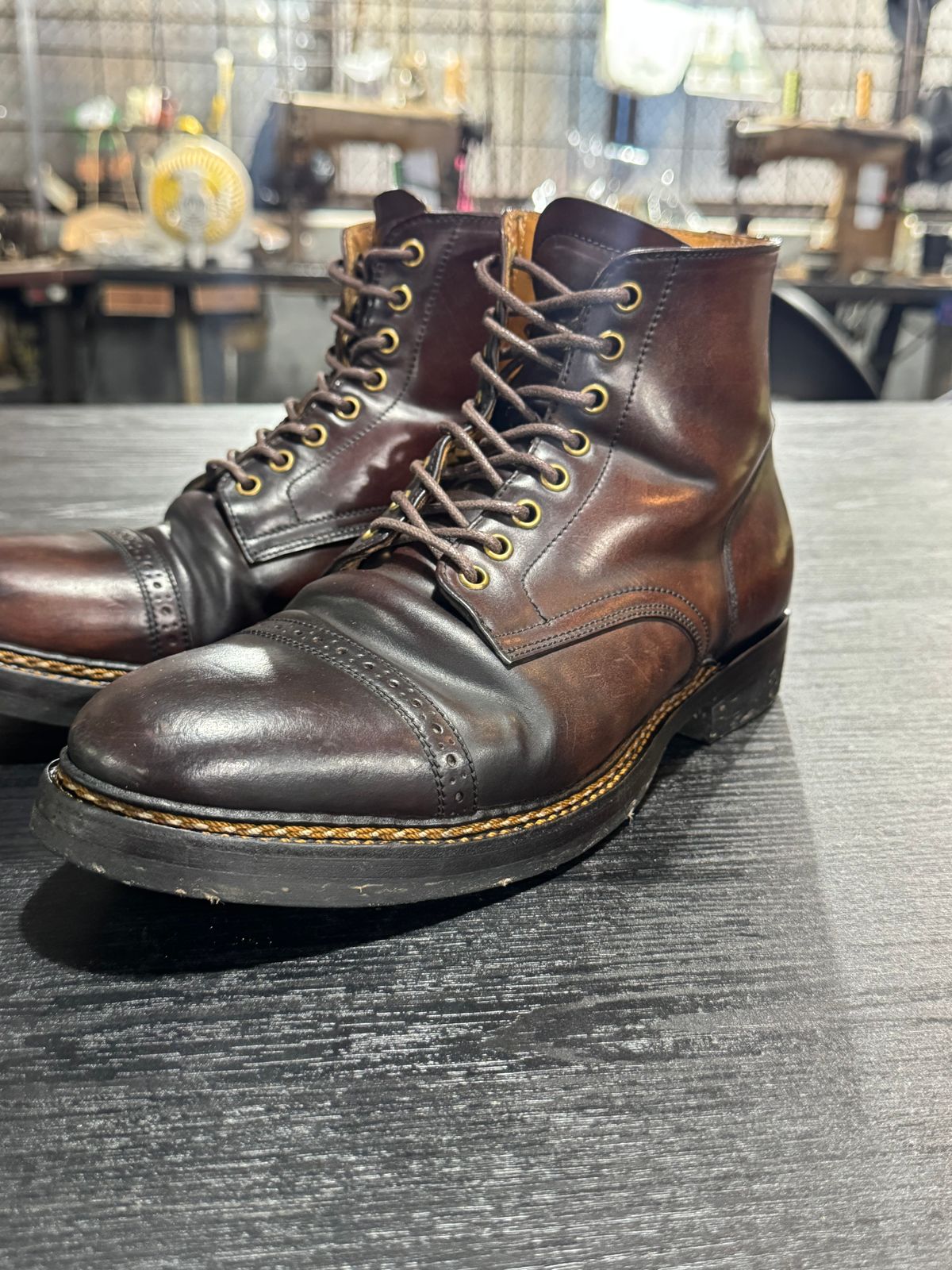 Photo by satriaamp on December 12, 2025 of the Sagara Legatant in Rocado Shell Cordovan Black-Cognac.