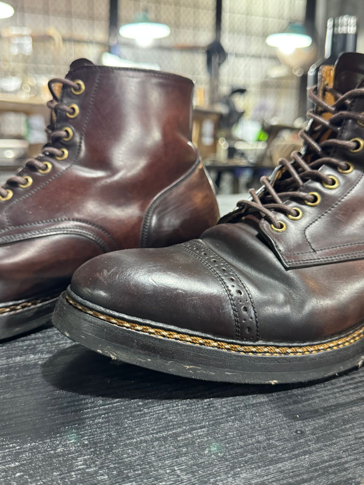 Photo by satriaamp on December 12, 2025 of the Sagara Legatant in Rocado Shell Cordovan Black-Cognac.