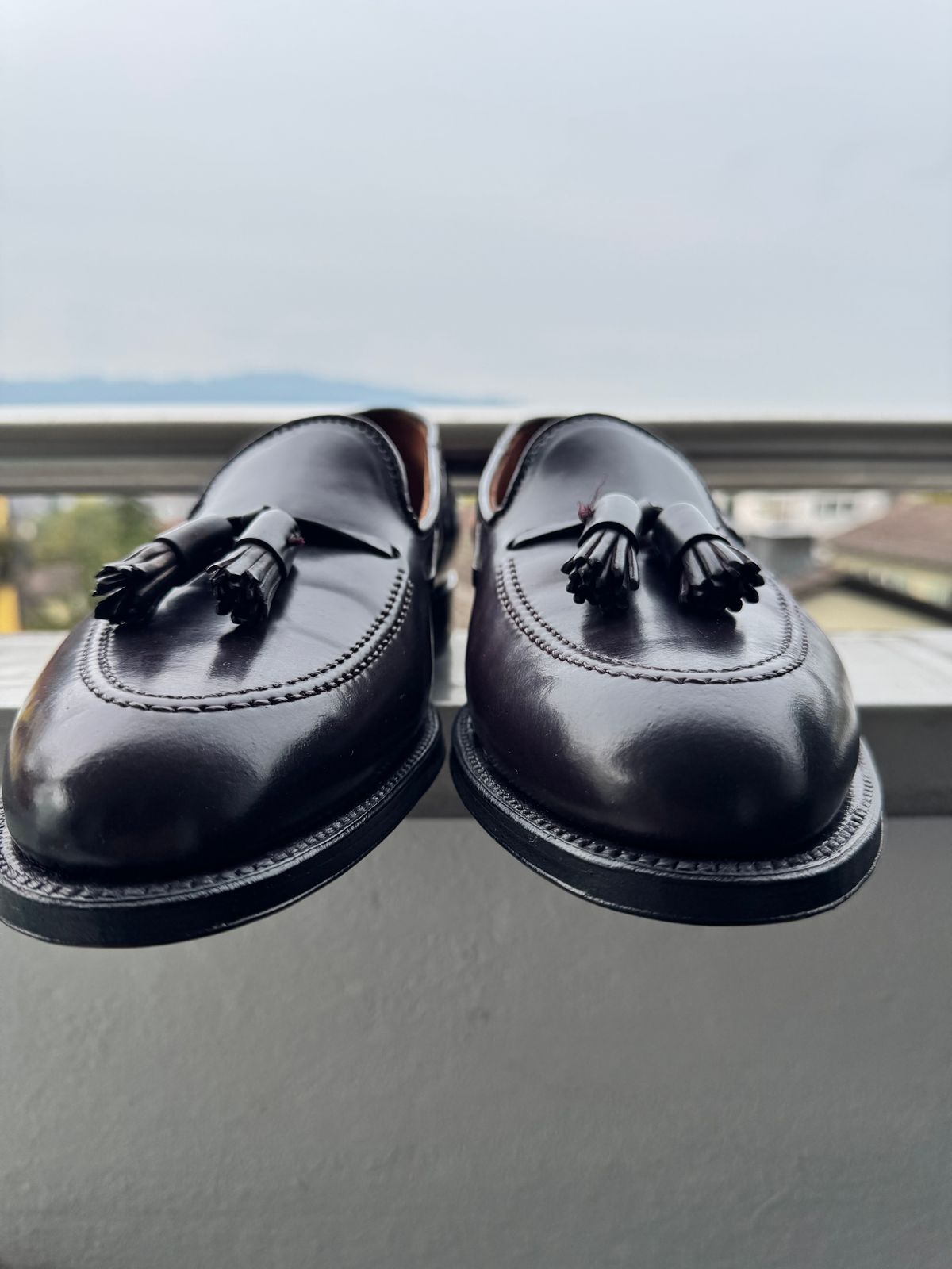 Photo by yankinschweiz on October 3, 2025 of the Alden 563 Tassel Moccasin Loafer in Horween Color 8 Shell Cordovan.