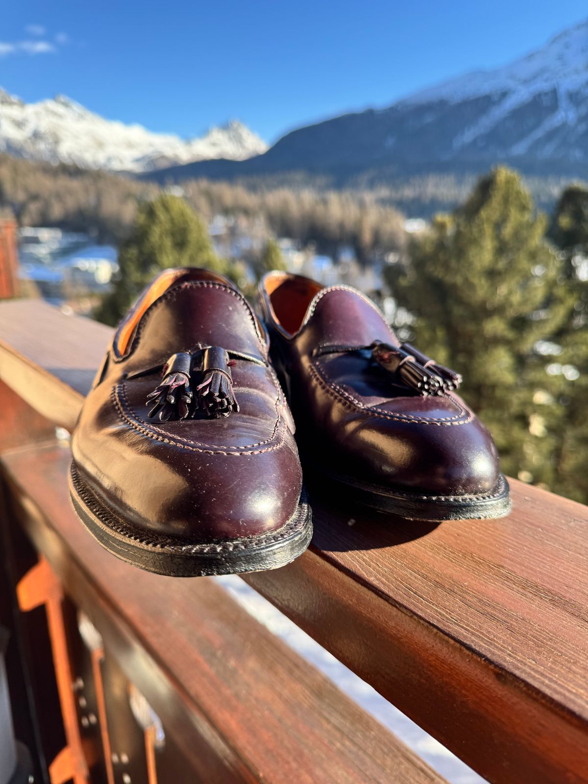 Photo by yankinschweiz on January 2, 2026 of the Alden 563 Tassel Moccasin Loafer in Horween Color 8 Shell Cordovan.