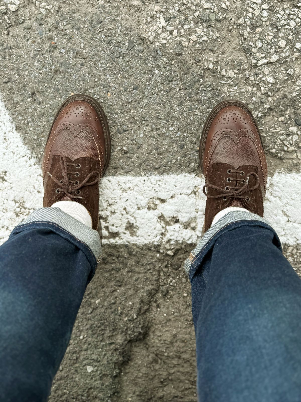Photo by RealtorVic on July 18, 2025 of the Tricker's Bourton Country Shoe in Dark Brown Olivia Scotch Grain.