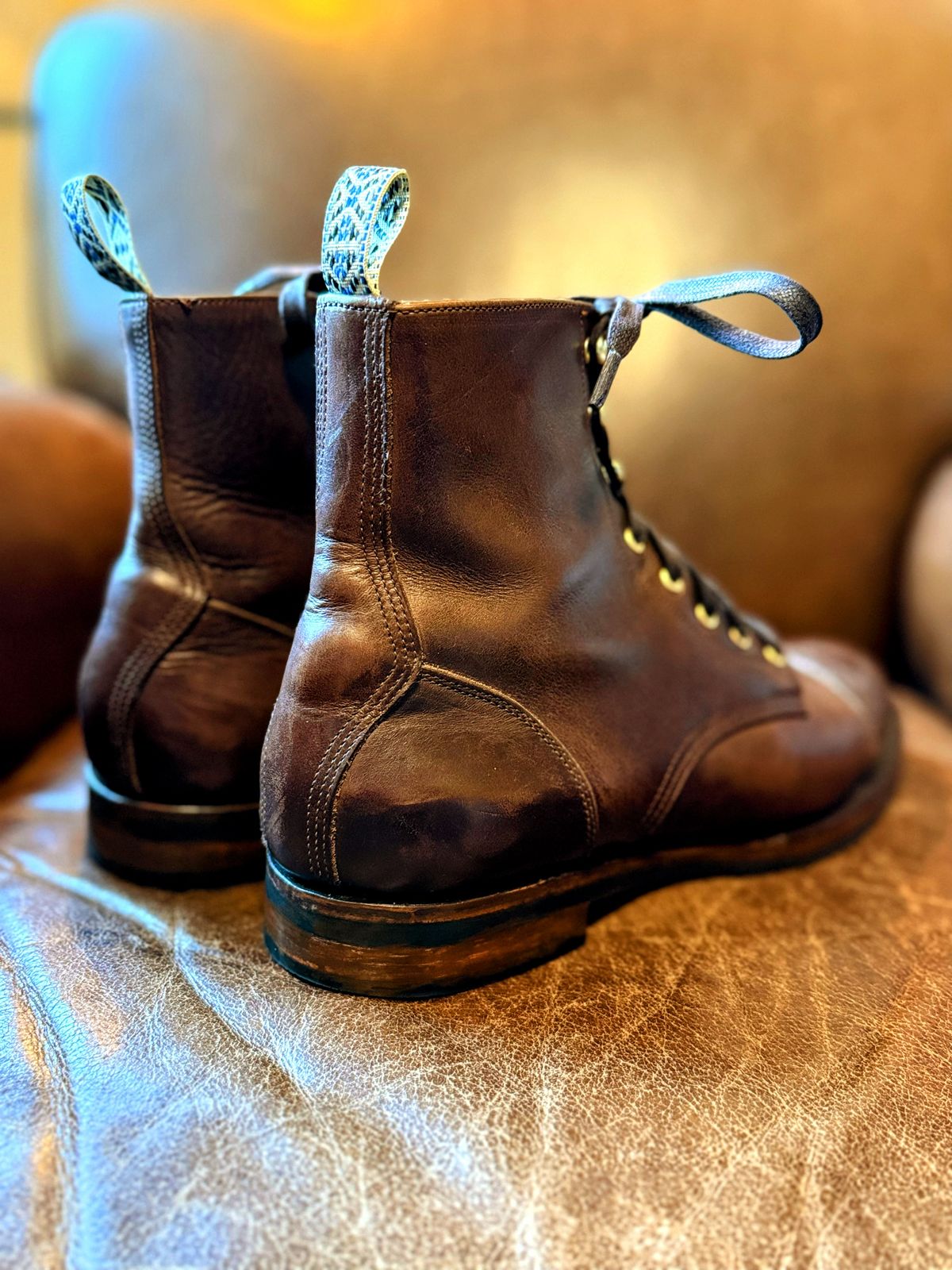 Photo by RealtorVic on June 8, 2025 of the Unmarked DB Hunter Cap Toe in Horween Brown Chromexcel.