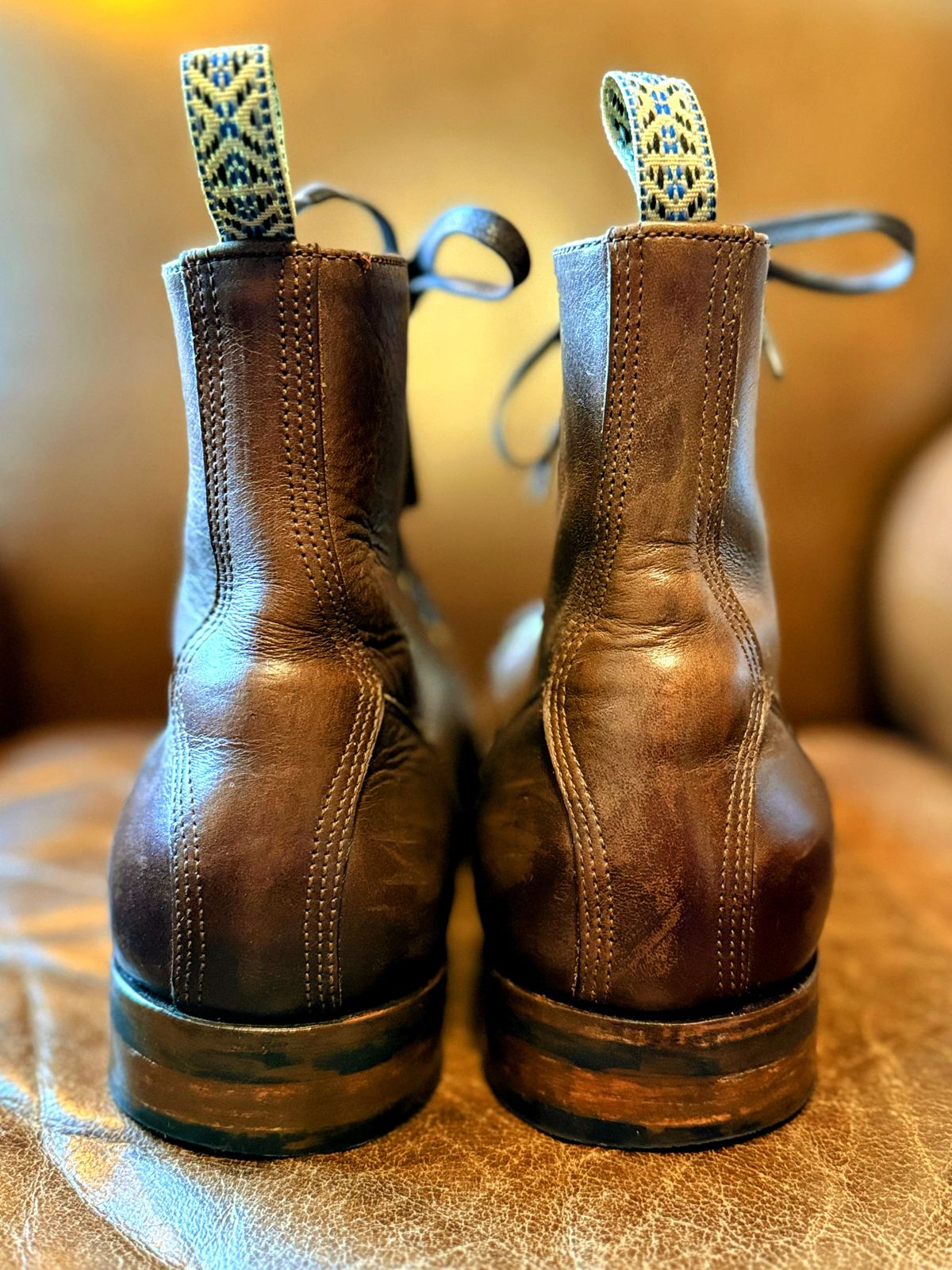 Photo by RealtorVic on June 8, 2025 of the Unmarked DB Hunter Cap Toe in Horween Brown Chromexcel.