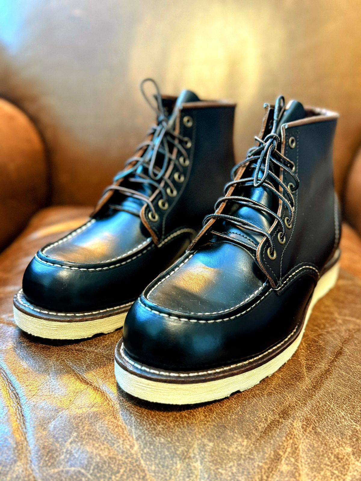 Photo by RealtorVic on June 7, 2025 of the Red Wing 6-Inch Classic Moc in S.B. Foot Black Prairie.