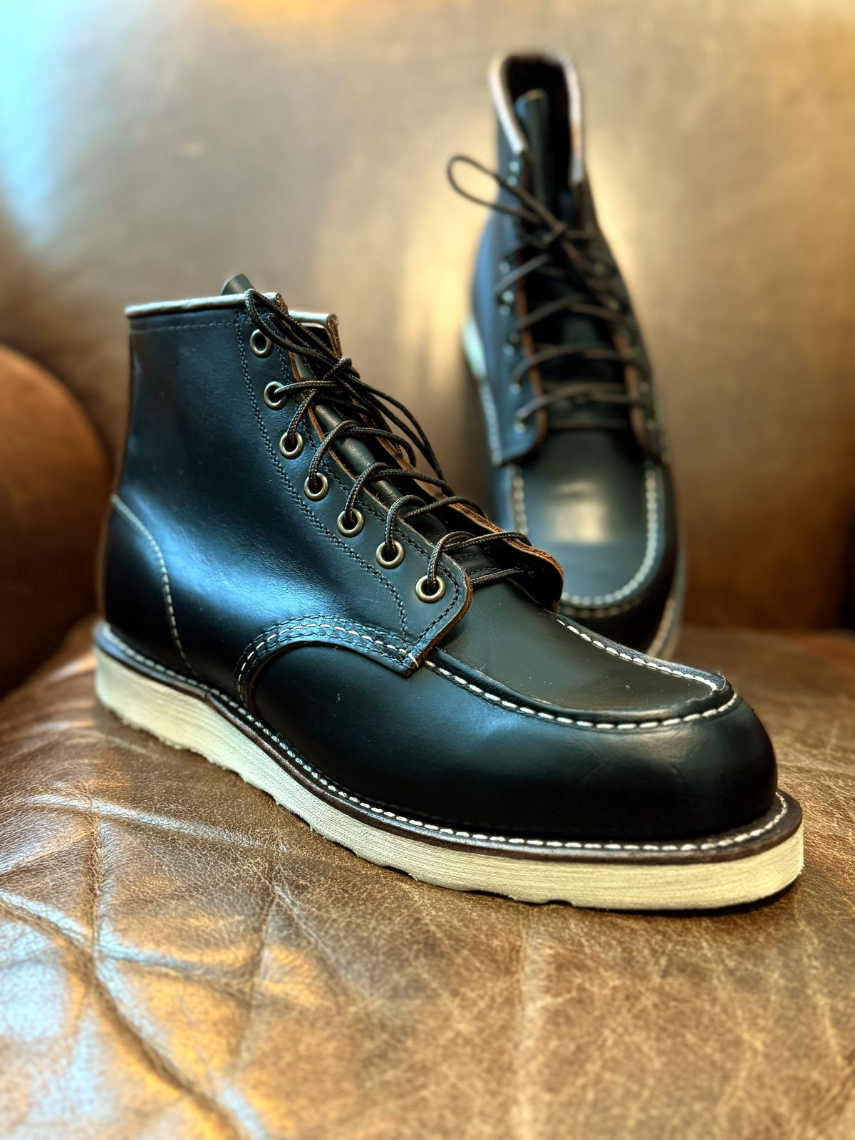 Photo by RealtorVic on June 7, 2025 of the Red Wing 6-Inch Classic Moc in S.B. Foot Black Prairie.