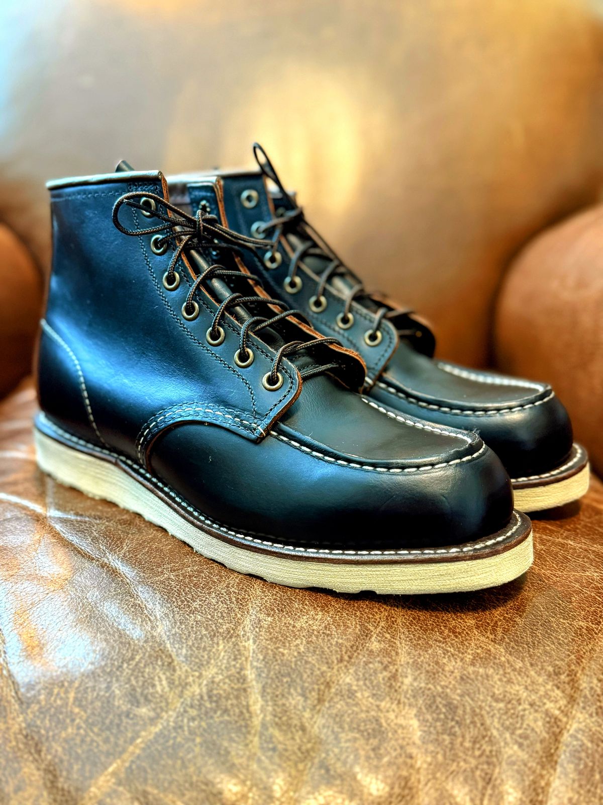 Photo by RealtorVic on June 7, 2025 of the Red Wing 6-Inch Classic Moc in S.B. Foot Black Prairie.