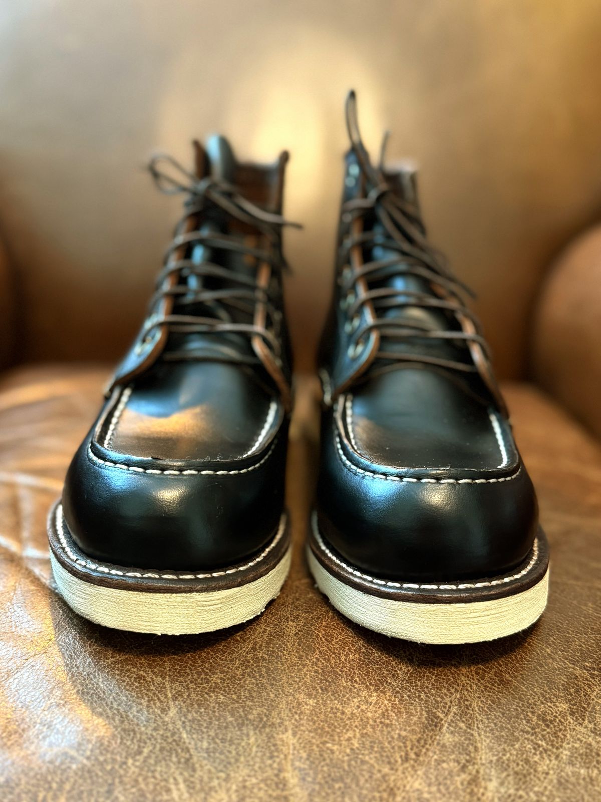 Photo by RealtorVic on June 7, 2025 of the Red Wing 6-Inch Classic Moc in S.B. Foot Black Prairie.