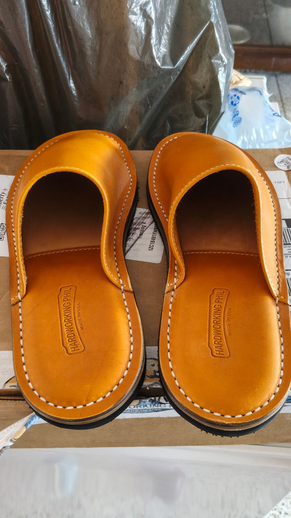 Photo by JoALE555 on May 20, 2026 of the Hardworking Phil The Pennsylvania Slipper in Full Grain USA Made Leather.