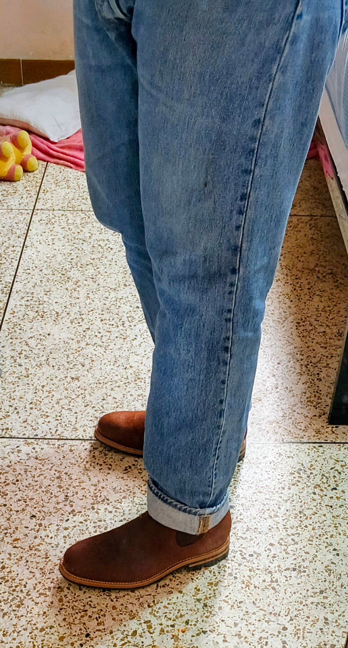 Photo by JoALE555 on May 18, 2026 of the Grant Stone Chelsea Boot in C.F. Stead Dark Oak Roughout.