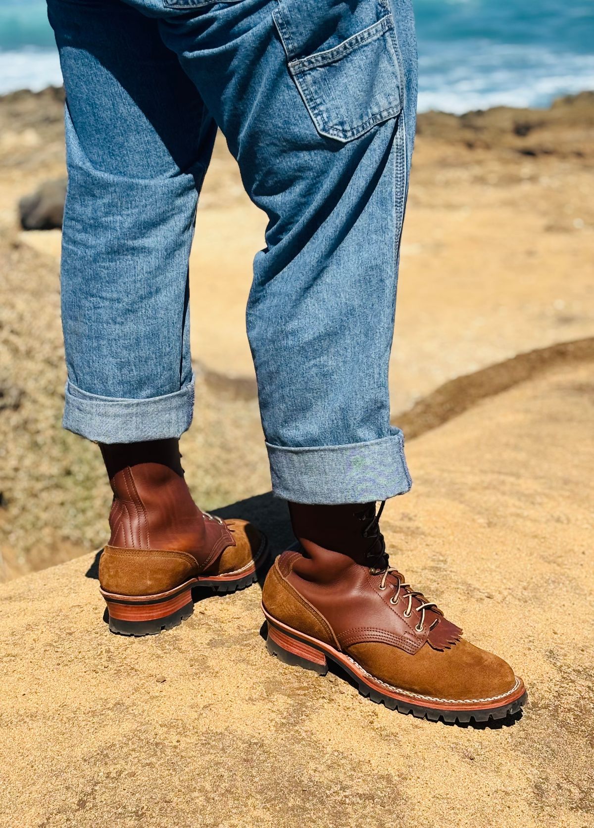 Photo by Apprehensivebootbuyer on November 1, 2024 of the Nicks BuilderPro in Seidel 1964 Brown Roughout & Seidel 1964 Brown.