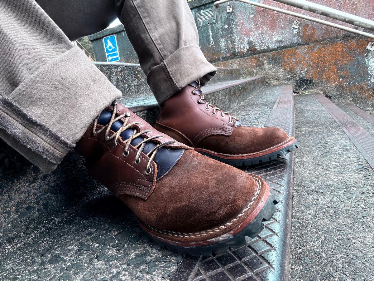 Photo by Apprehensivebootbuyer on January 3, 2025 of the Nicks BuilderPro in Seidel 1964 Brown Roughout & Seidel 1964 Brown.