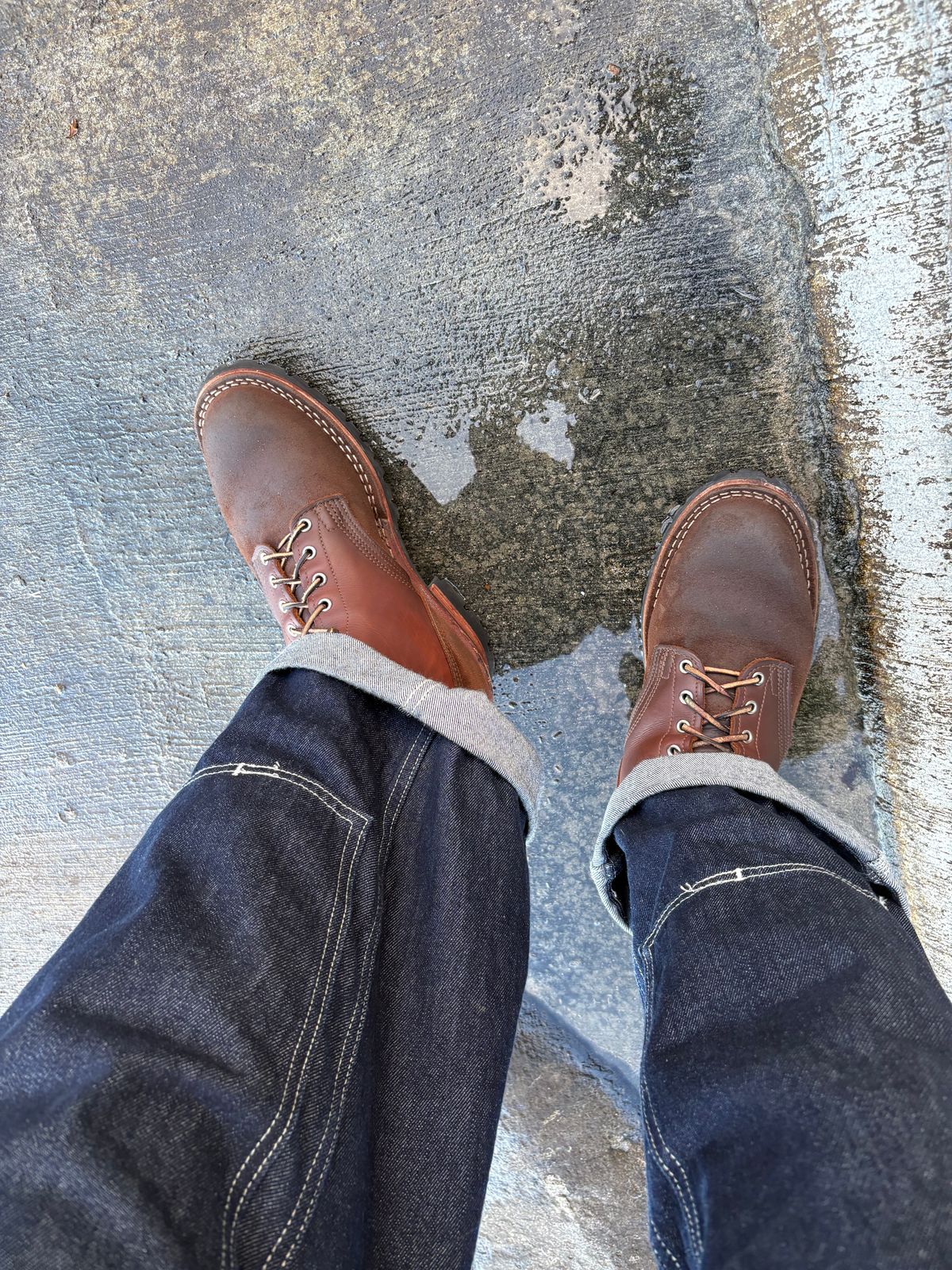 Photo by Apprehensivebootbuyer on October 1, 2025 of the Nicks BuilderPro in Seidel 1964 Brown Roughout & Seidel 1964 Brown.