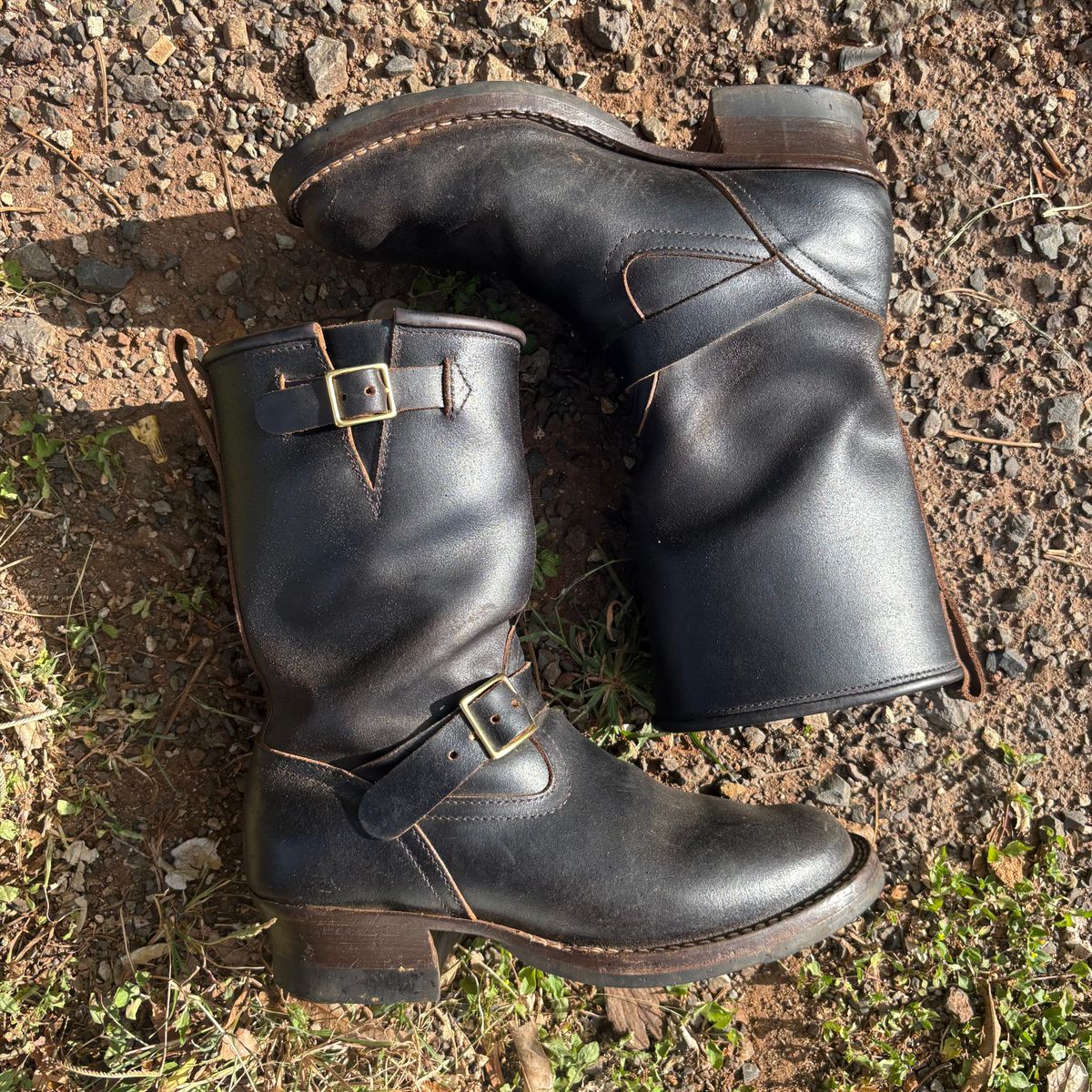 Photo by Apprehensivebootbuyer on April 27, 2026 of the Nicks Brakeman in Horween Black Waxed Flesh.