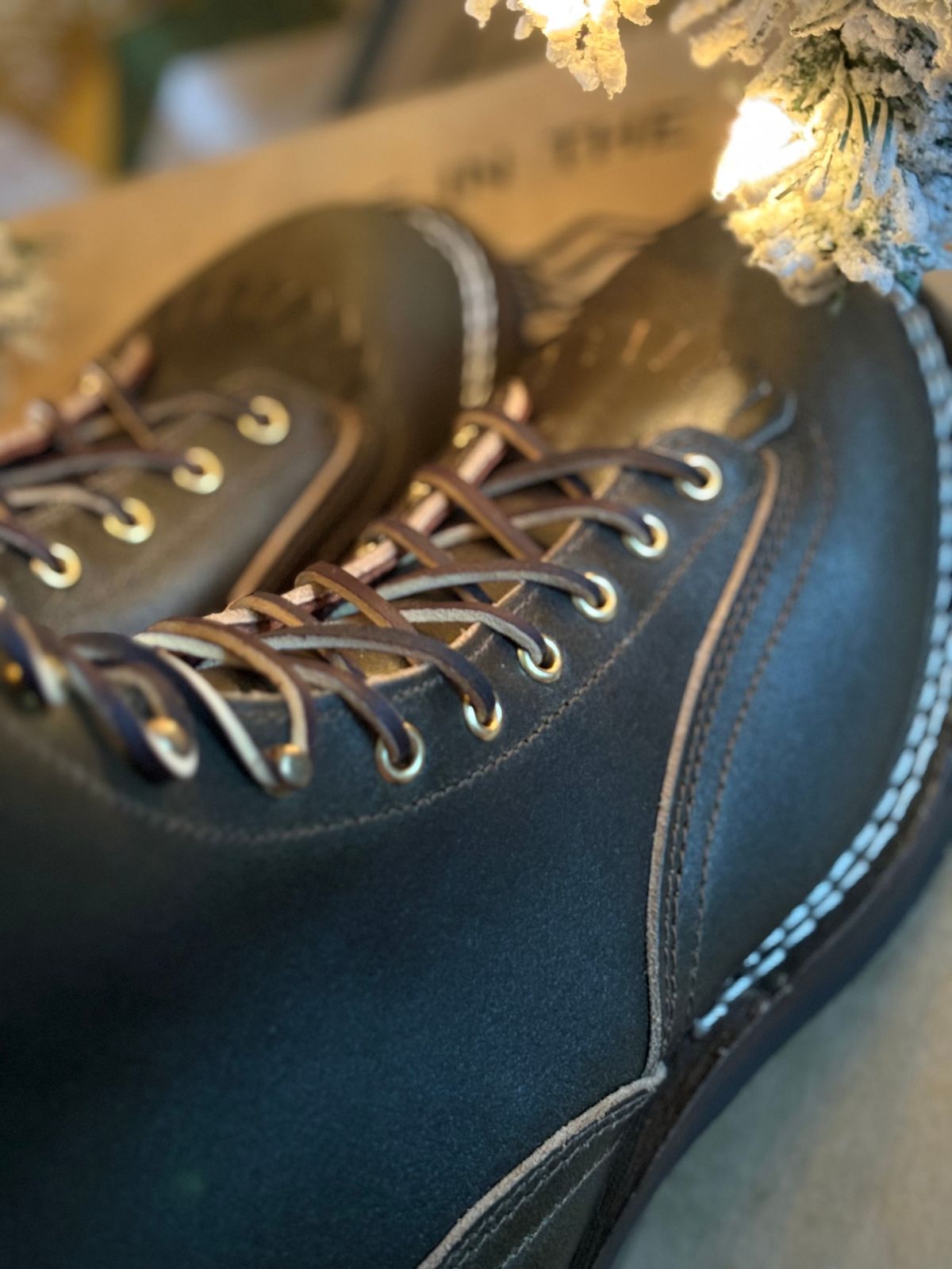 Photo by Apprehensivebootbuyer on December 25, 2025 of the Nicks Lace To Toe in Greener Pastures Waxed flesh.