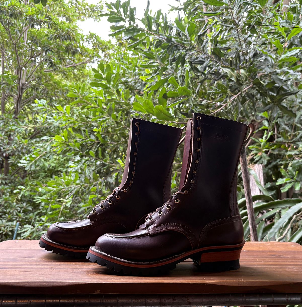 Photo by Apprehensivebootbuyer on March 10, 2026 of the Nicks Moc Toe in Horween Brown Chromexcel.