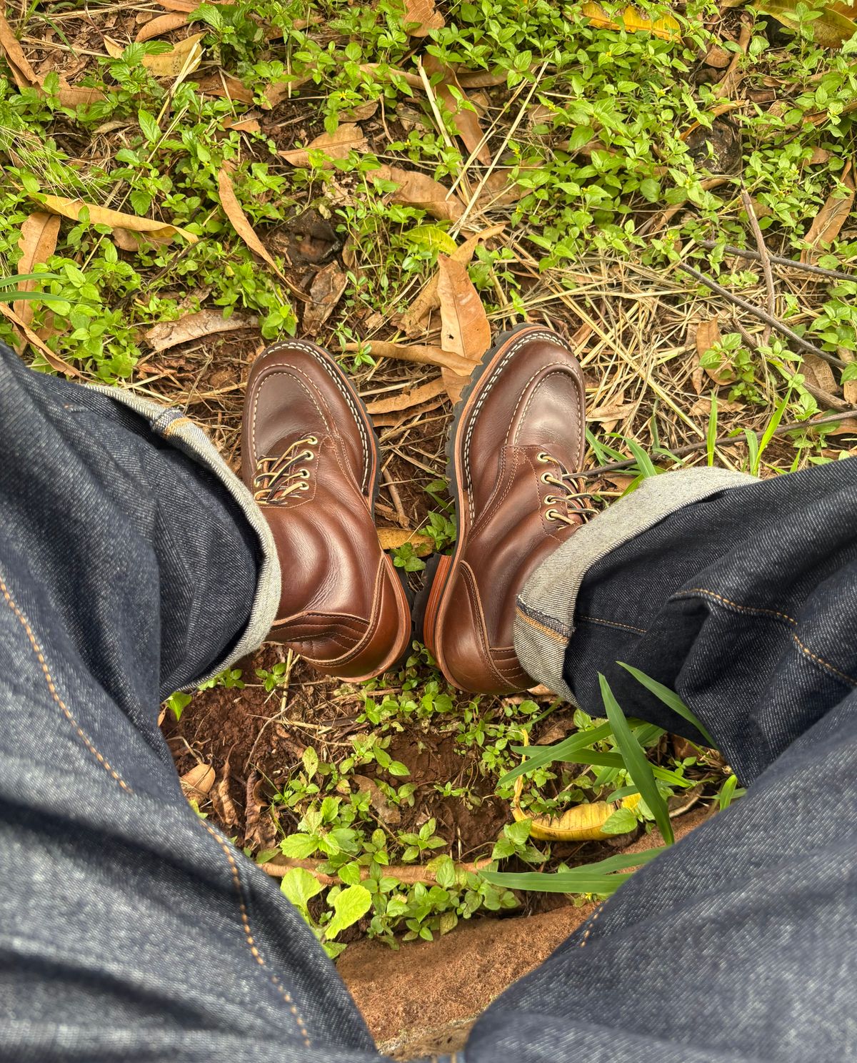 Photo by Apprehensivebootbuyer on April 18, 2026 of the Nicks Moc Toe in Horween Brown Chromexcel.