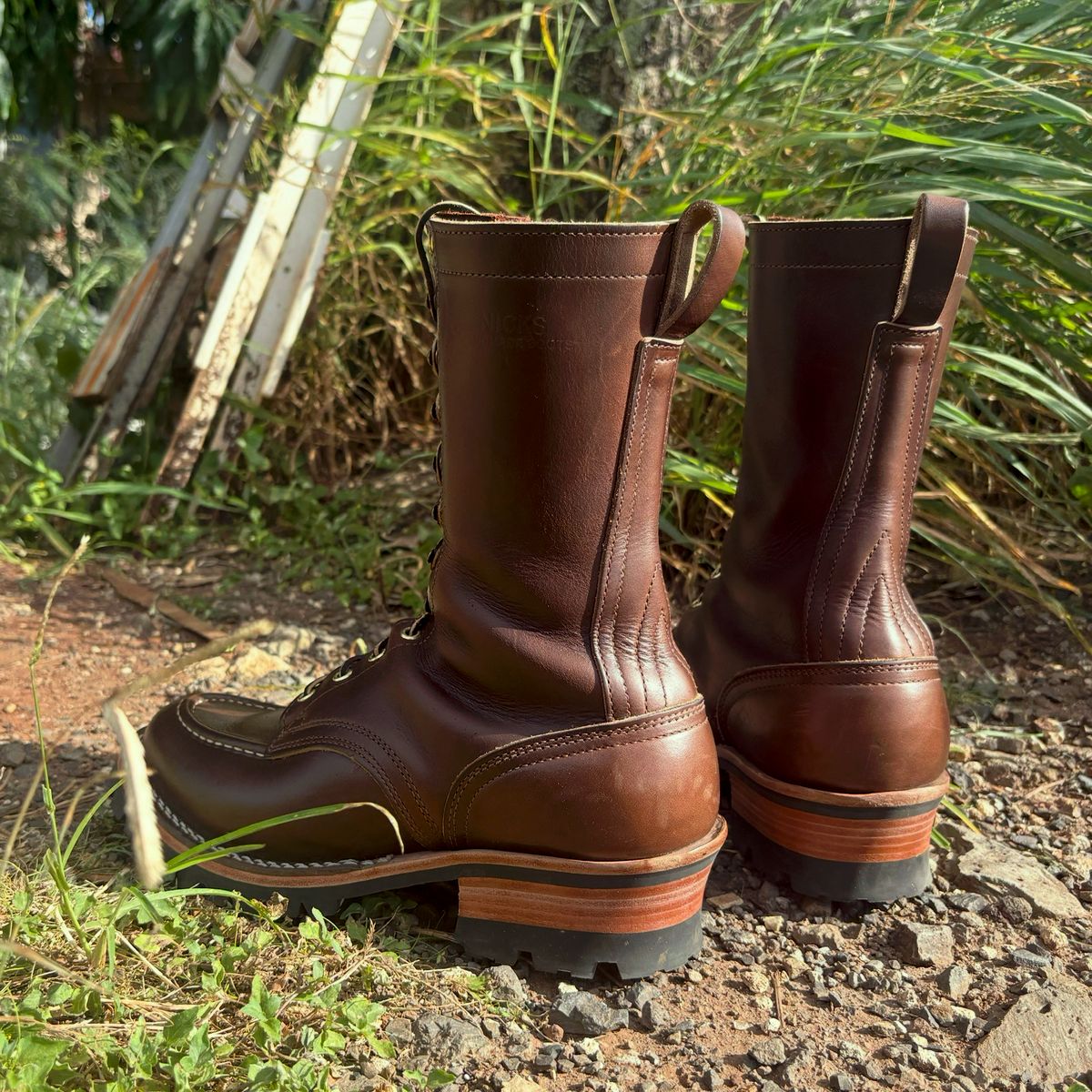 Photo by Apprehensivebootbuyer on April 27, 2026 of the Nicks Moc Toe in Horween Brown Chromexcel.
