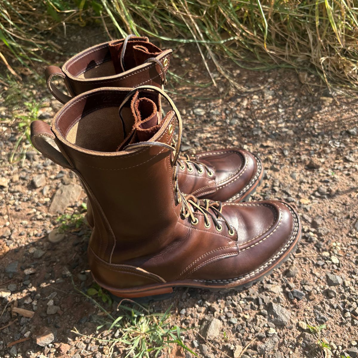 Photo by Apprehensivebootbuyer on April 27, 2026 of the Nicks Moc Toe in Horween Brown Chromexcel.