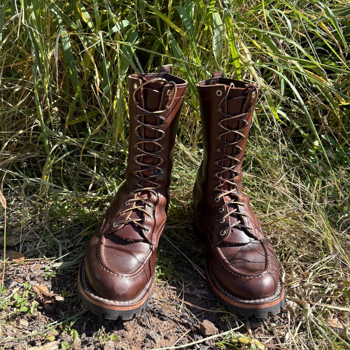 Photo by Apprehensivebootbuyer on April 25, 2026 of the Nicks Moc Toe in Horween Brown Chromexcel.
