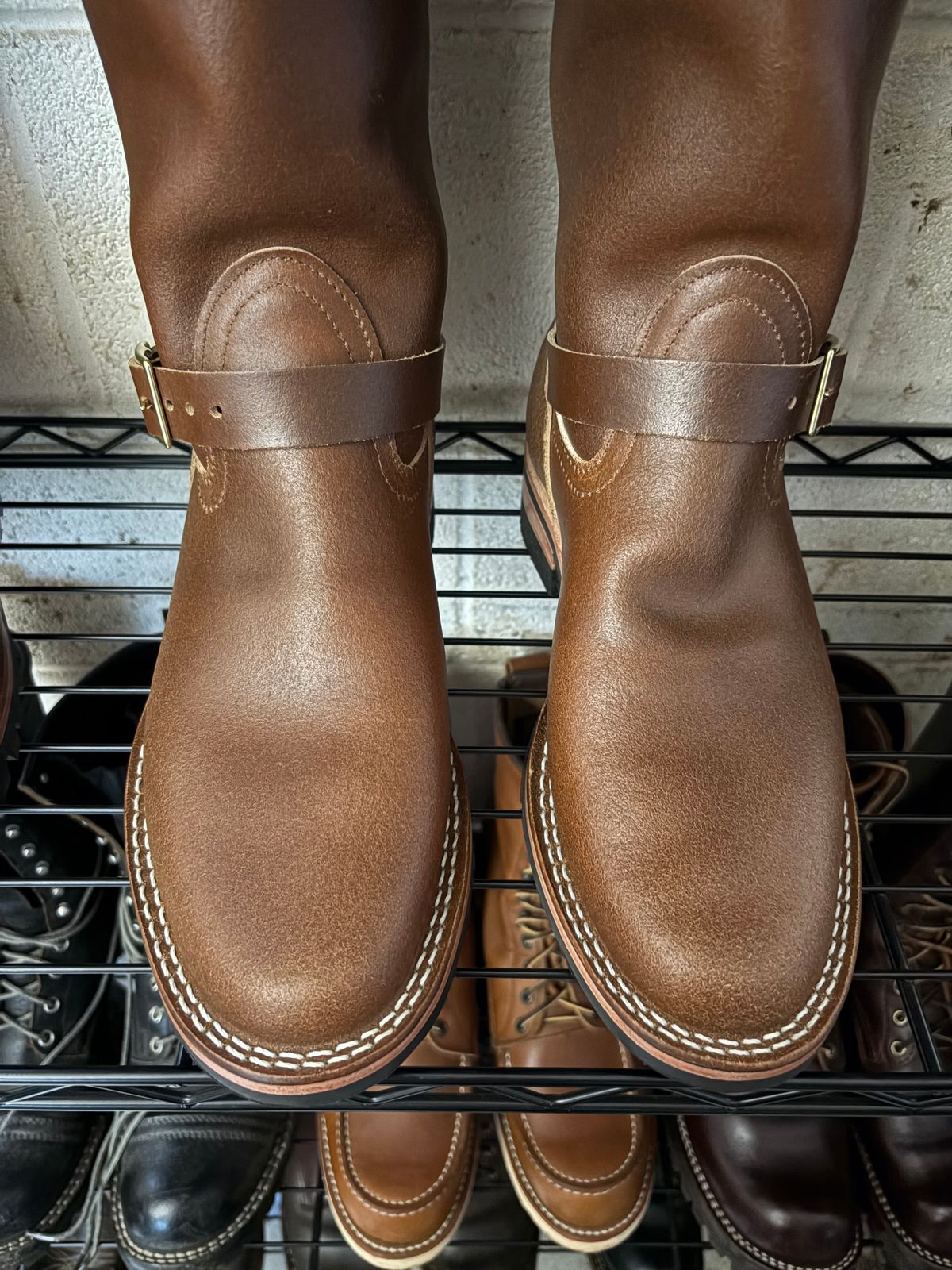 Photo by Apprehensivebootbuyer on June 21, 2026 of the Nicks StationMaster in Horween Ember Waxed Flesh.