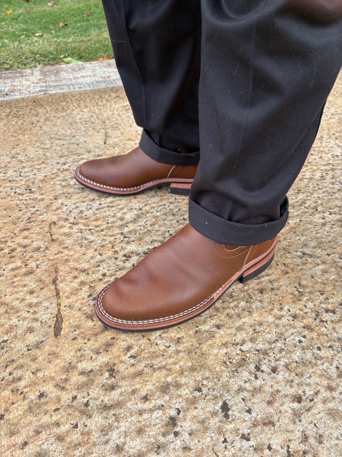 Photo by Apprehensivebootbuyer on June 21, 2026 of the Nicks StationMaster in Horween Ember Waxed Flesh.