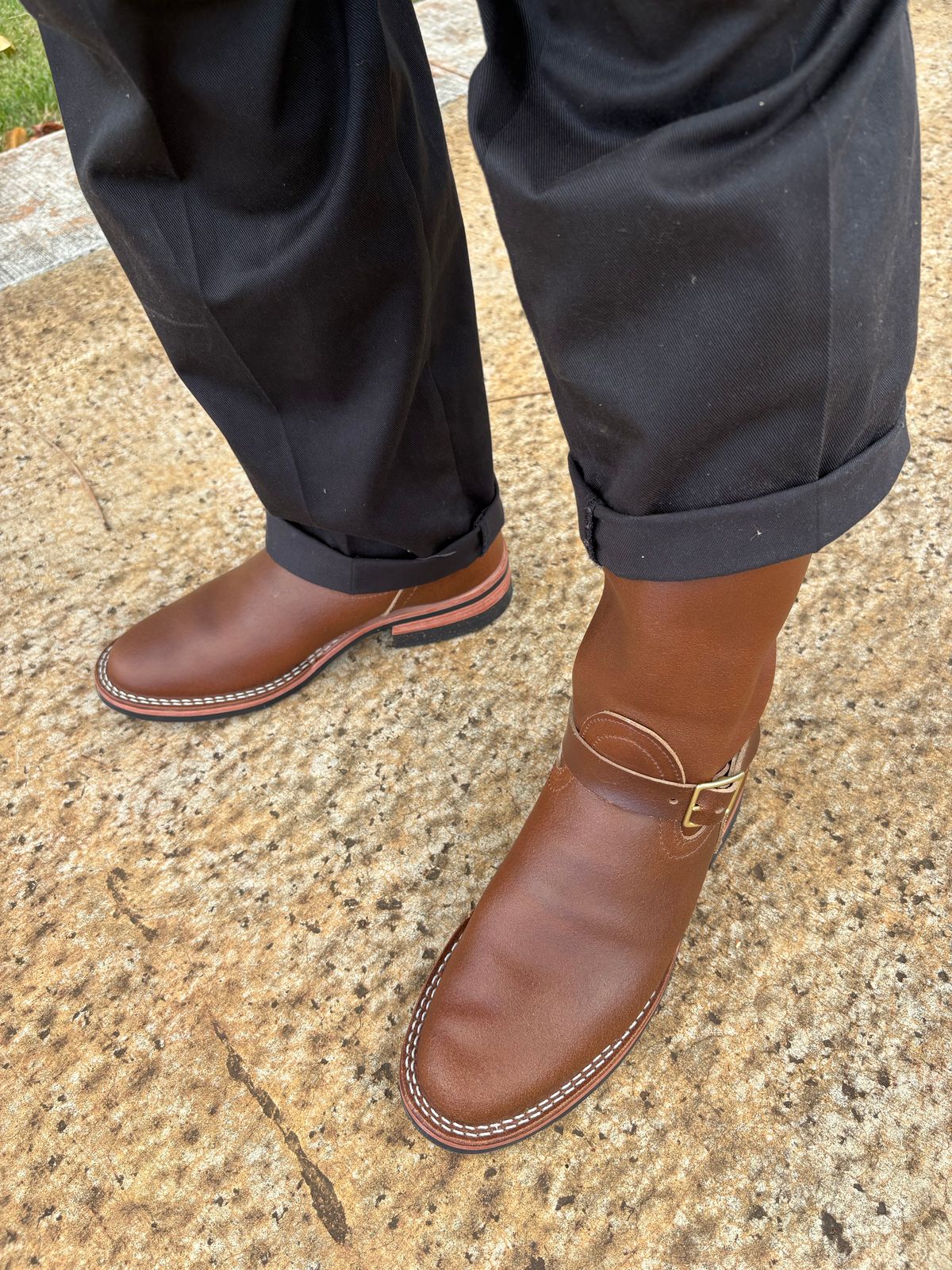 Photo by Apprehensivebootbuyer on June 21, 2026 of the Nicks StationMaster in Horween Ember Waxed Flesh.