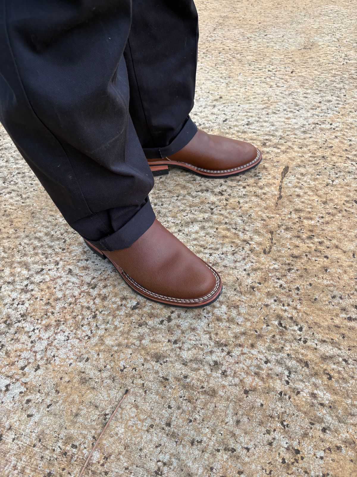 Photo by Apprehensivebootbuyer on June 21, 2026 of the Nicks StationMaster in Horween Ember Waxed Flesh.