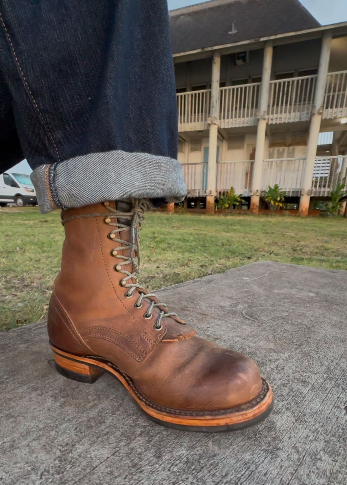 Photo by Apprehensivebootbuyer on May 12, 2025 of the Drew's Boots 8-inch Work Boot in Rowdy Smooth.
