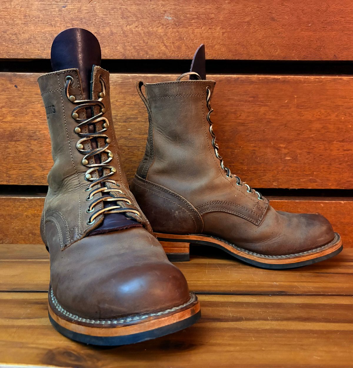 Photo by Apprehensivebootbuyer on July 9, 2025 of the Drew's Boots 8-inch Work Boot in Rowdy Smooth.