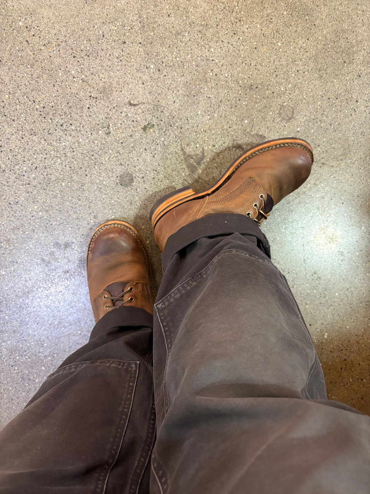 Photo by Apprehensivebootbuyer on September 24, 2025 of the Drew's Boots 8-inch Work Boot in Rowdy Smooth.