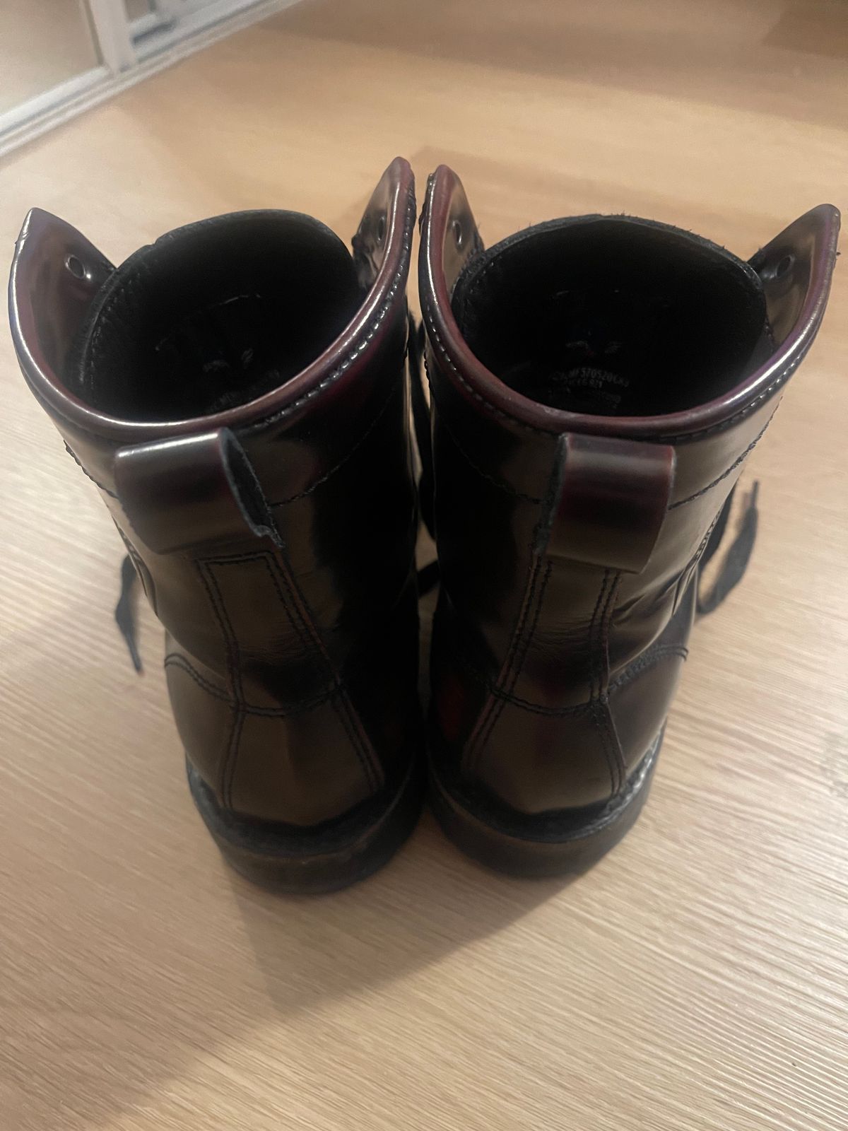 Photo by Tina_Sparkle on December 6, 2024 of the Panther Power Boots Malcolm X Brochole Wine in Cherry Black Chameleon Mexican Tannage.
