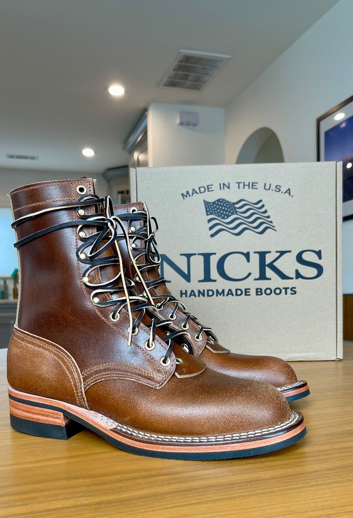 Photo by OakBoots on January 30, 2025 of the Nicks MTO in Ember Waxed Flesh.